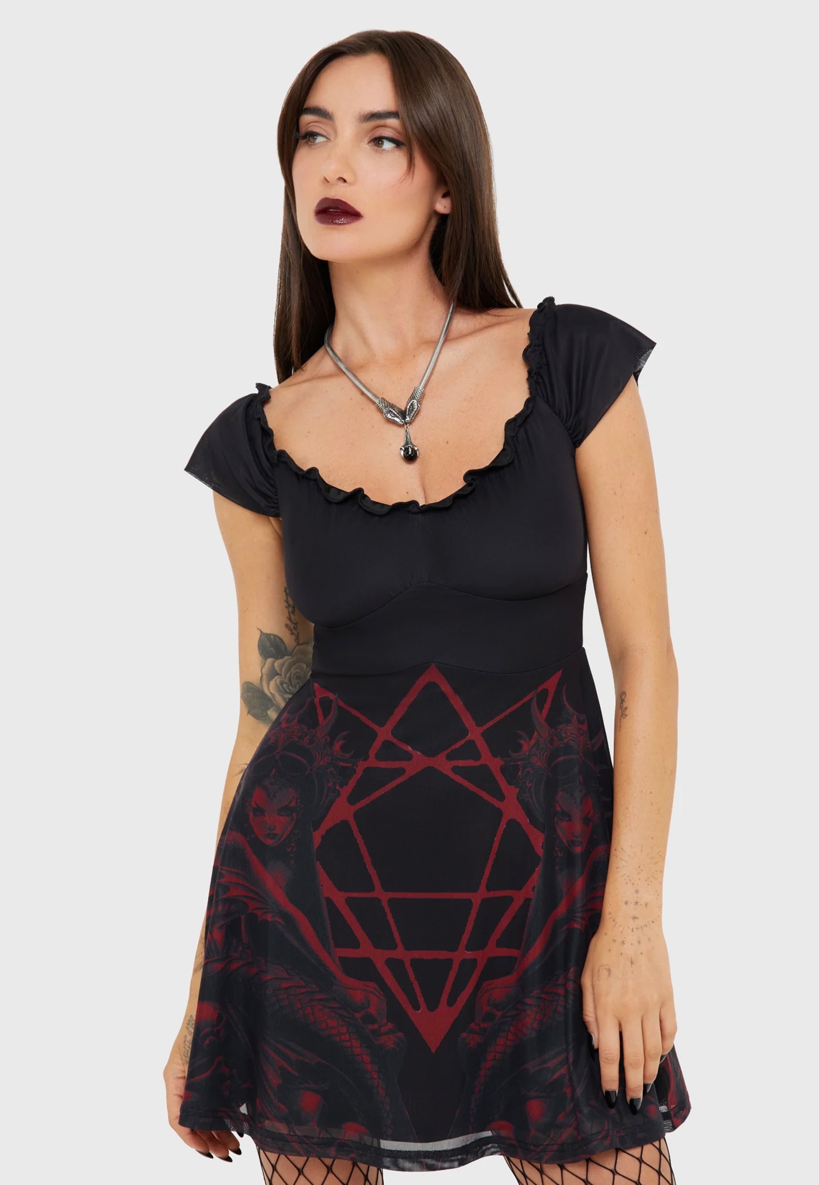 Killstar x Alchemy England - Atargatis Black/Red - Dress | Women-Image
