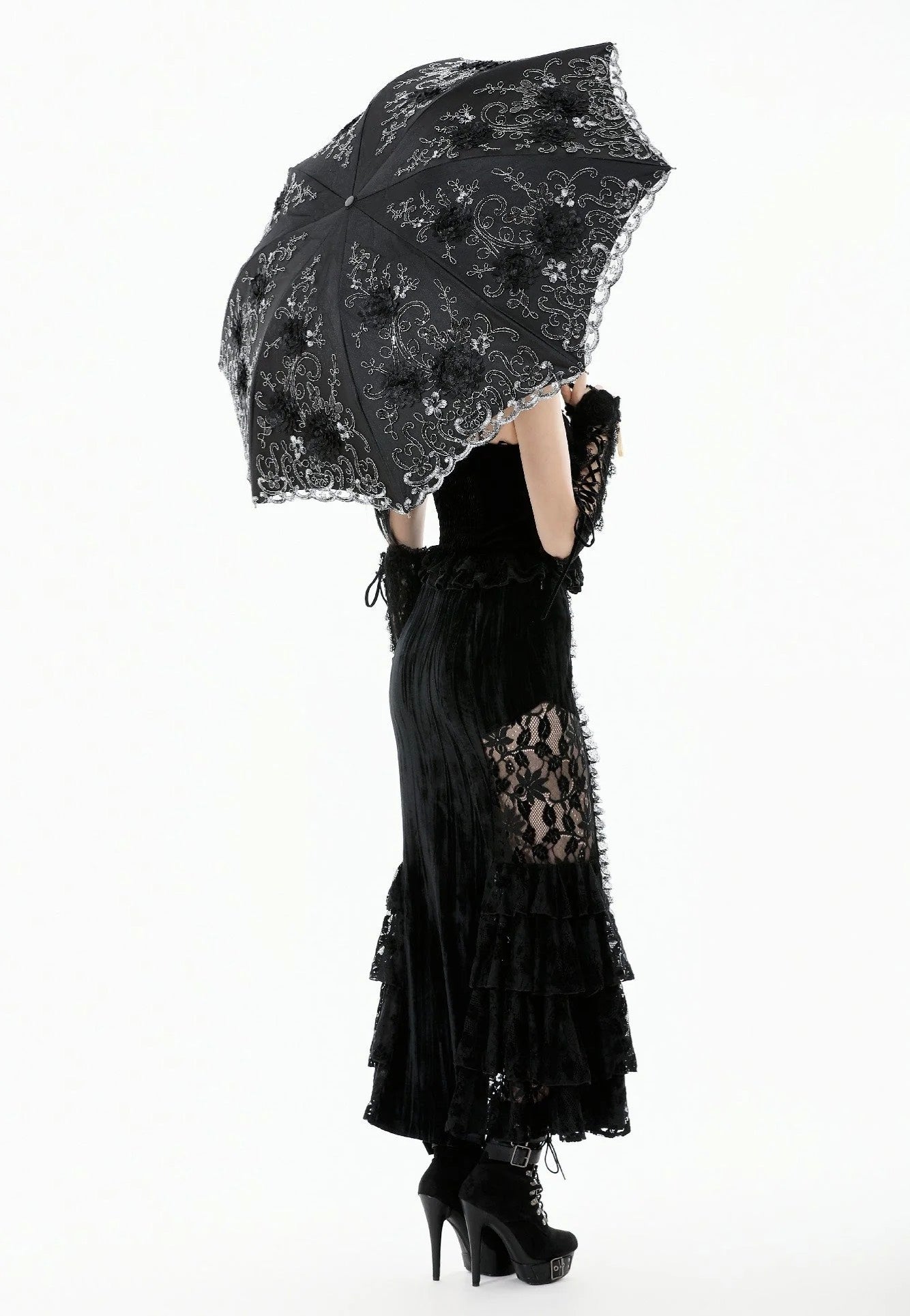 Dark In Love - Elegant White Gothic Rose Lace - Umbrella | Neutral-Image