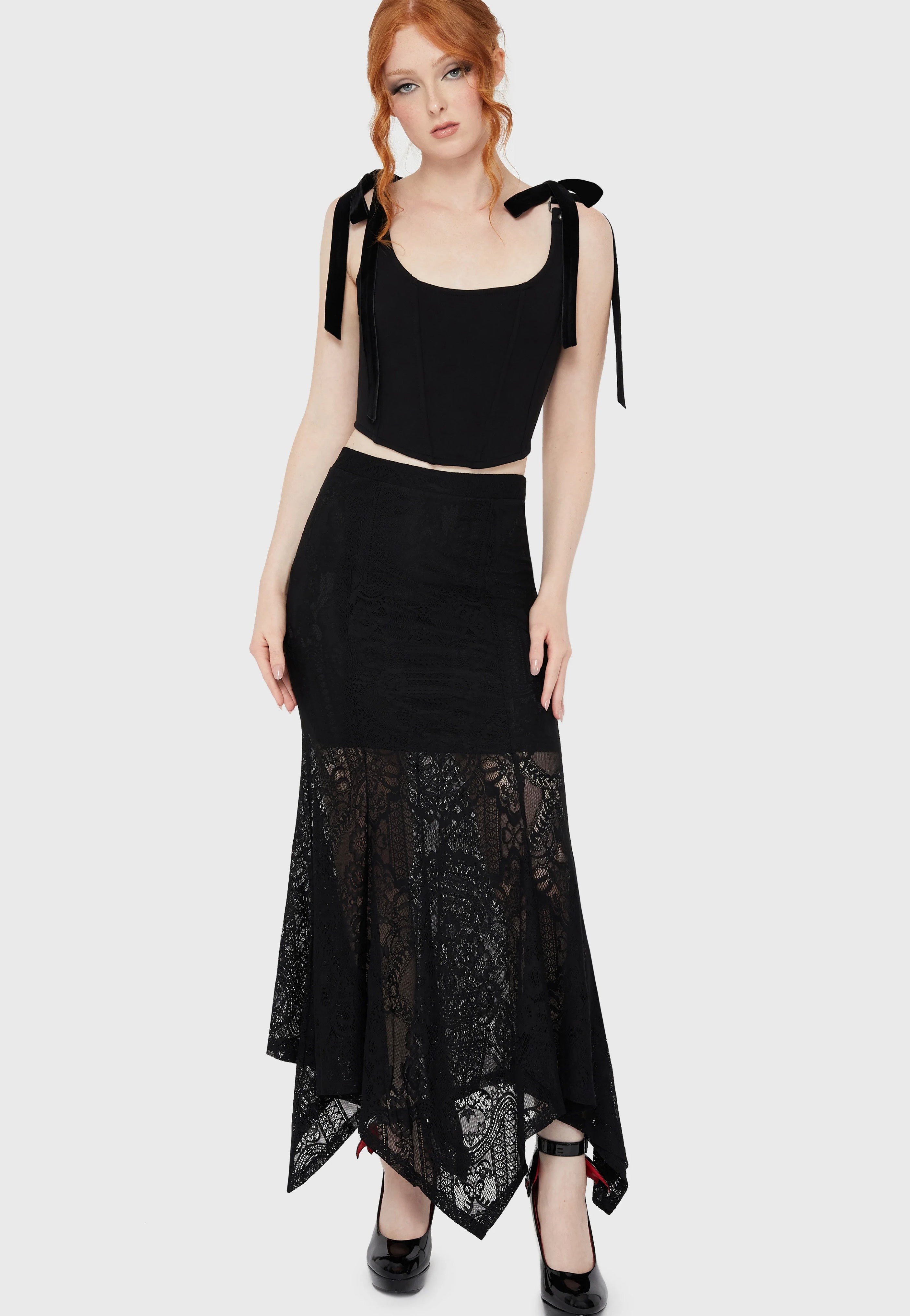 Killstar - Belladonna Lace Black/Ivory - Skirt | Women-Image
