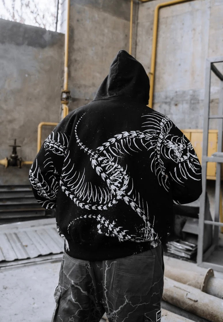 Stay Cold Apparel Black Spine Heavy Oversized Black Hoodie
