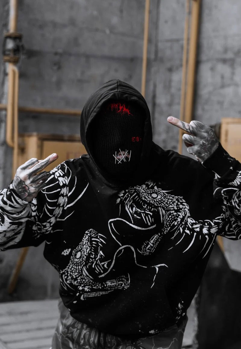 Stay Cold Apparel Black Spine Heavy Oversized Black Hoodie