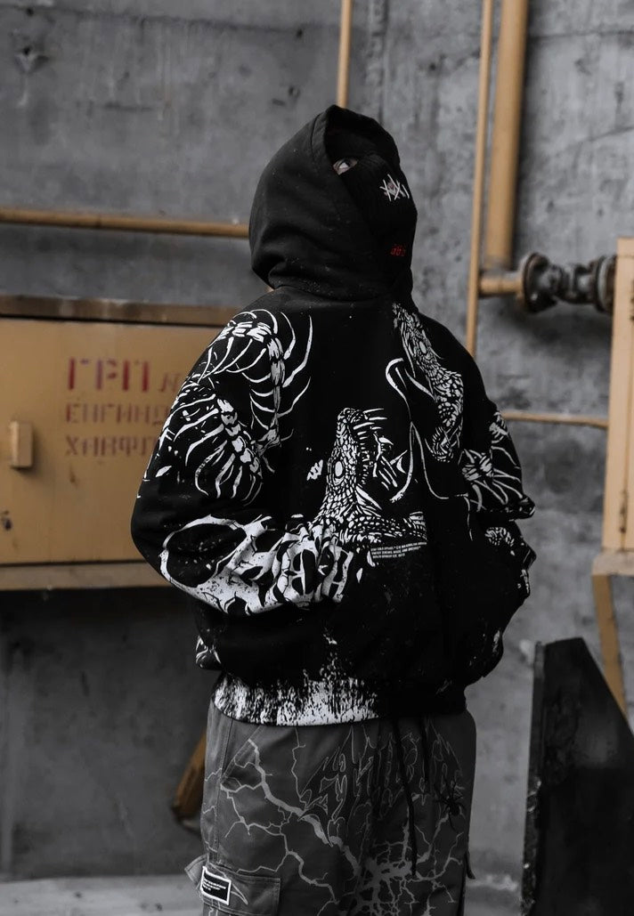 Stay Cold Apparel Black Spine Heavy Oversized Black Hoodie