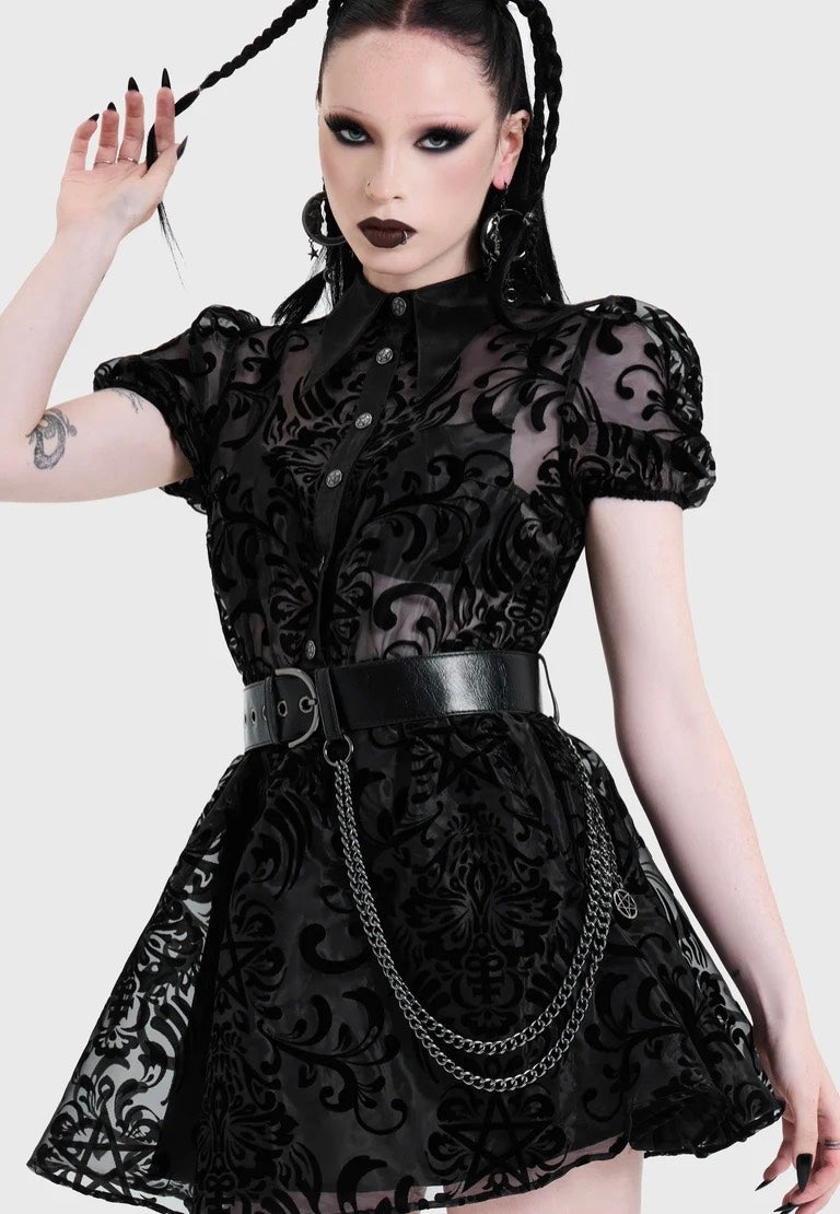 Killstar Bloodlust Organza Mini Black Vestido