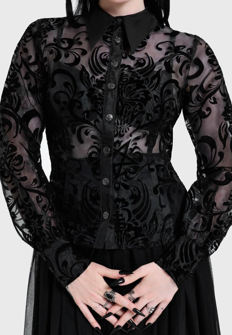 Killstar Bloodlust Organza Black Hemd