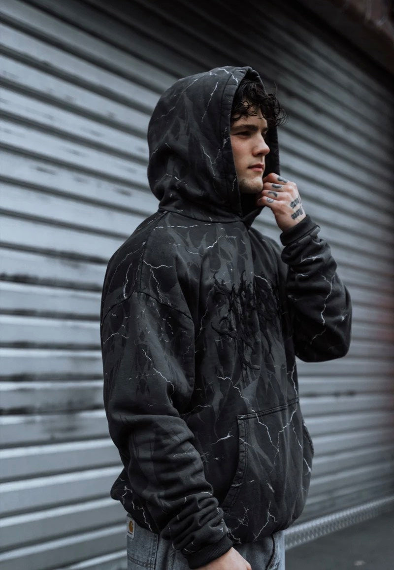 Stay Cold Apparel - Bloodshot Heavy Oversized Black Acid - Hoodie