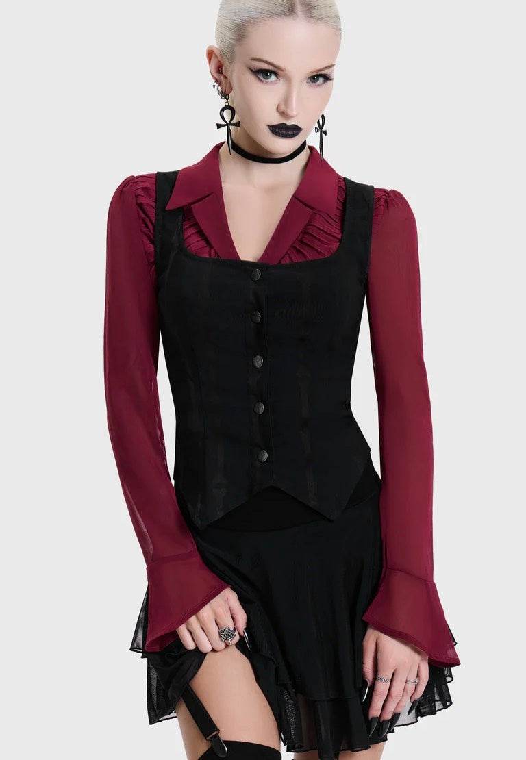 Killstar Bone Stripe Black Corset