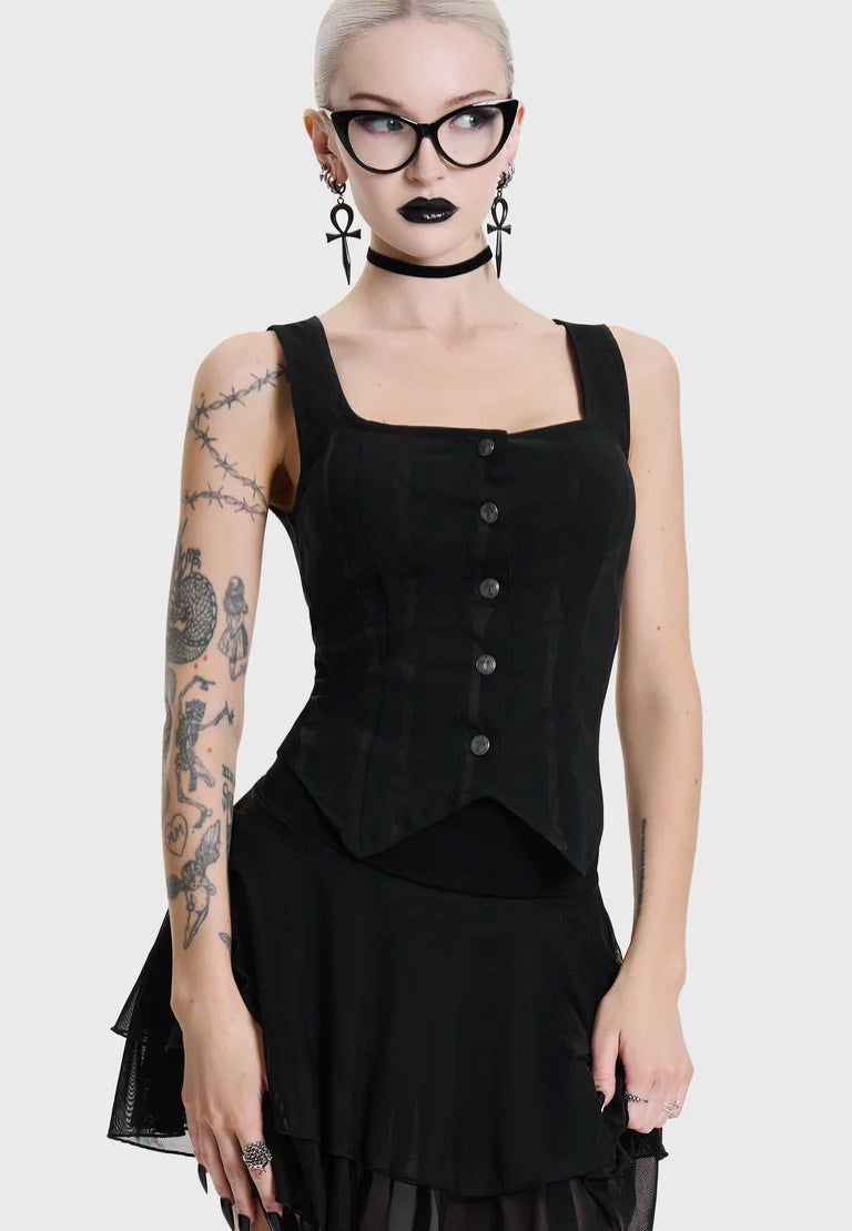 Killstar Bone Stripe Black Corset
