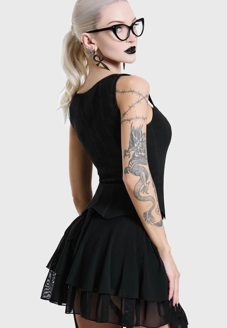 Killstar Bone Stripe Black Corset
