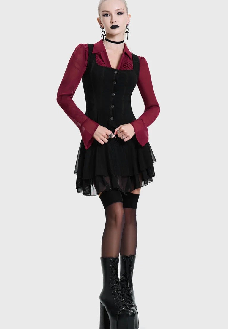 Killstar Bone Stripe Black Corset