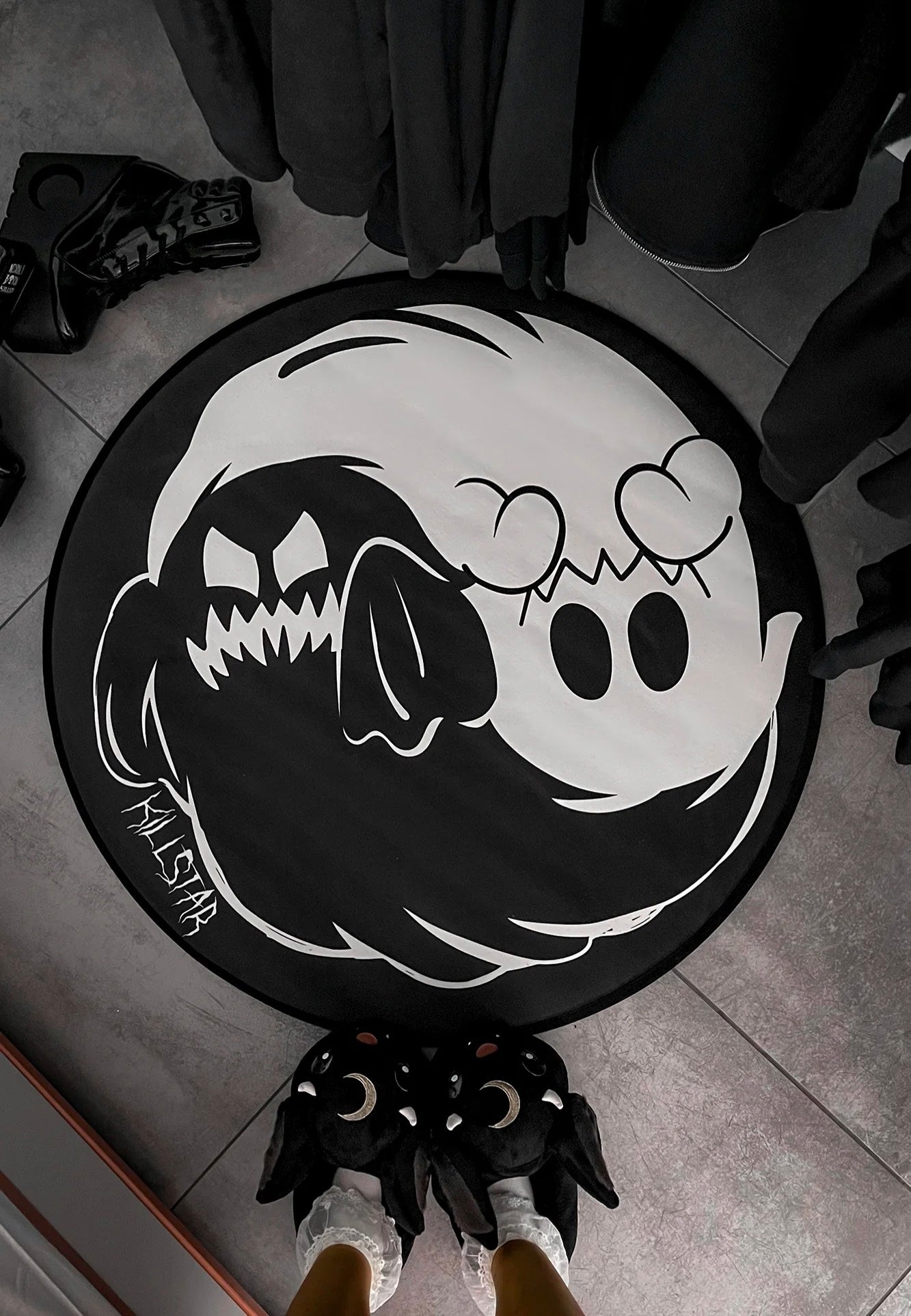 Killstar - Boo Eek Round Black - Rug | Neutral-Image