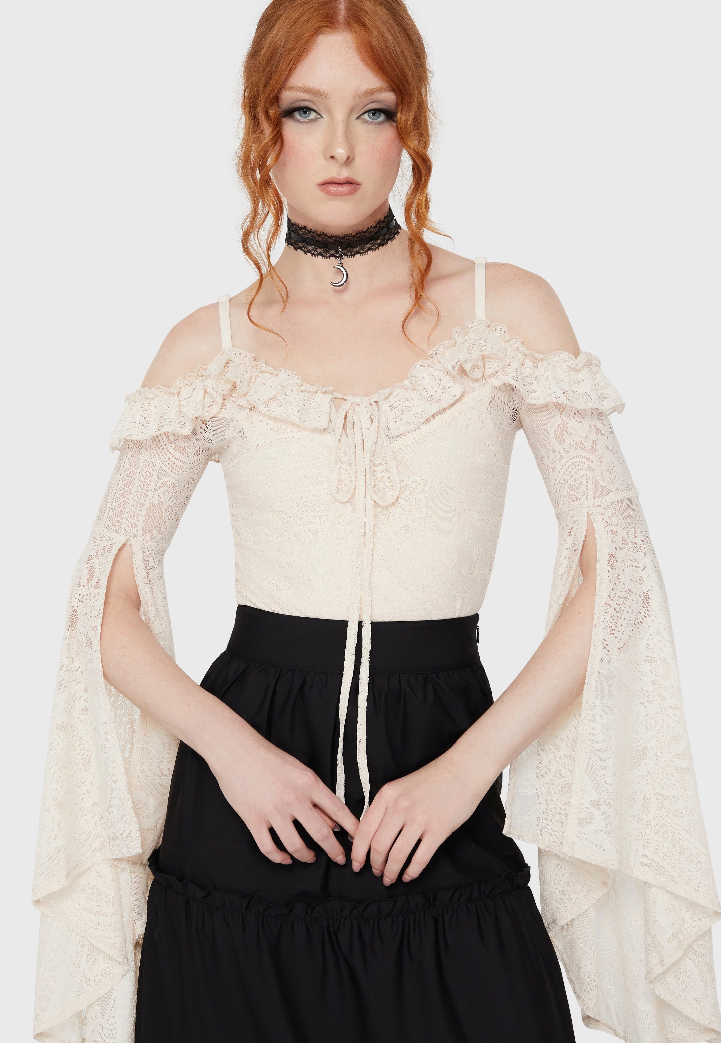 Killstar - Breathless Lace Ivory - Top | Women-Image