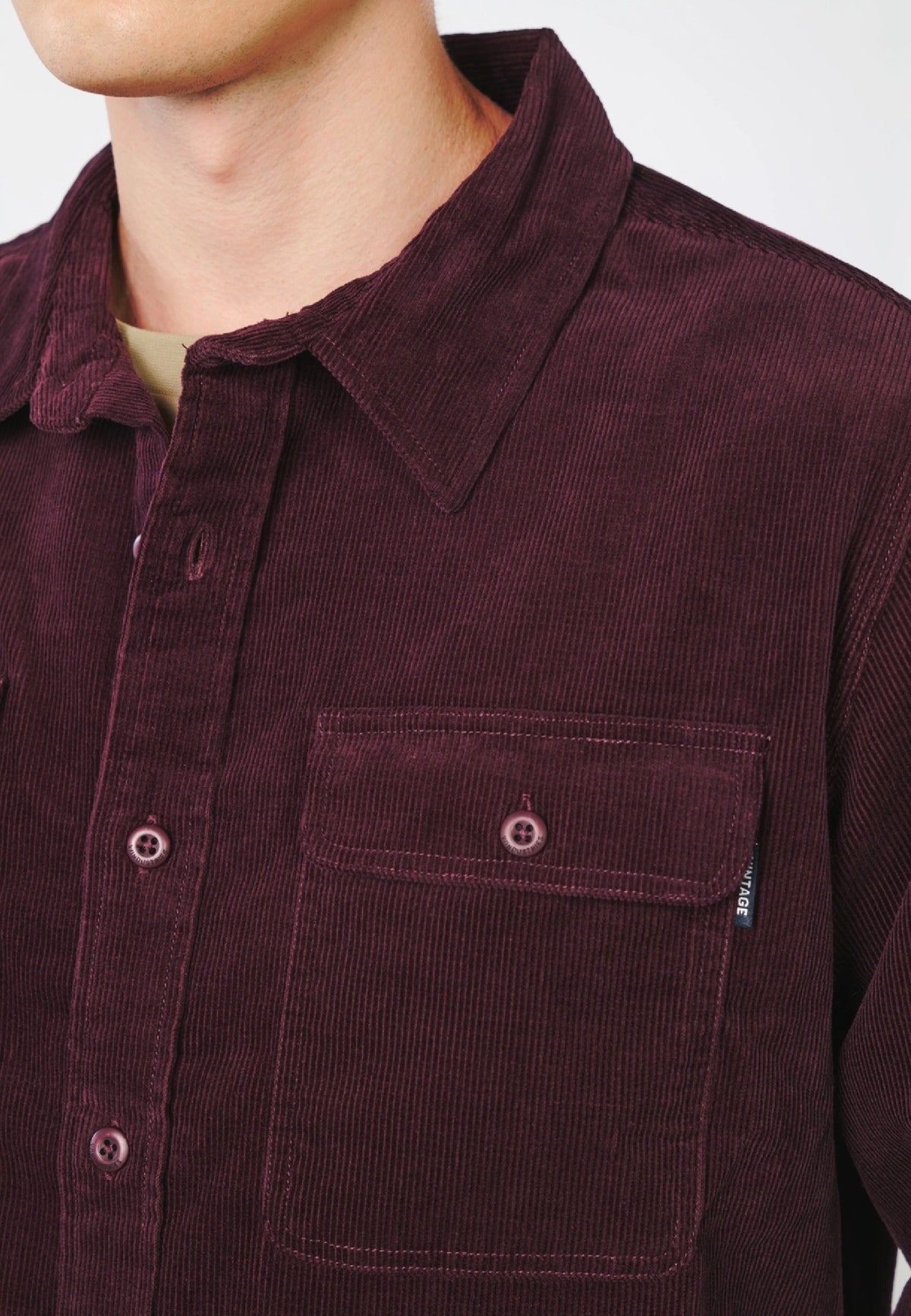 Vintage Industries Brix Burgundy Hemd