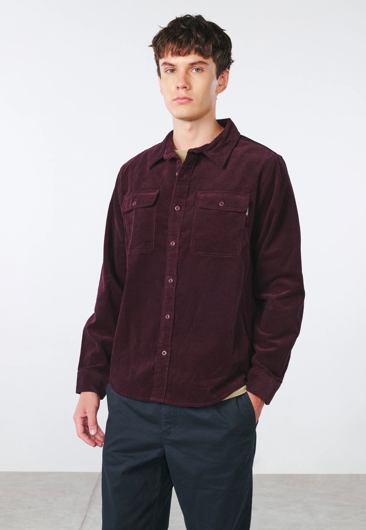 Vintage Industries Brix Burgundy Hemd