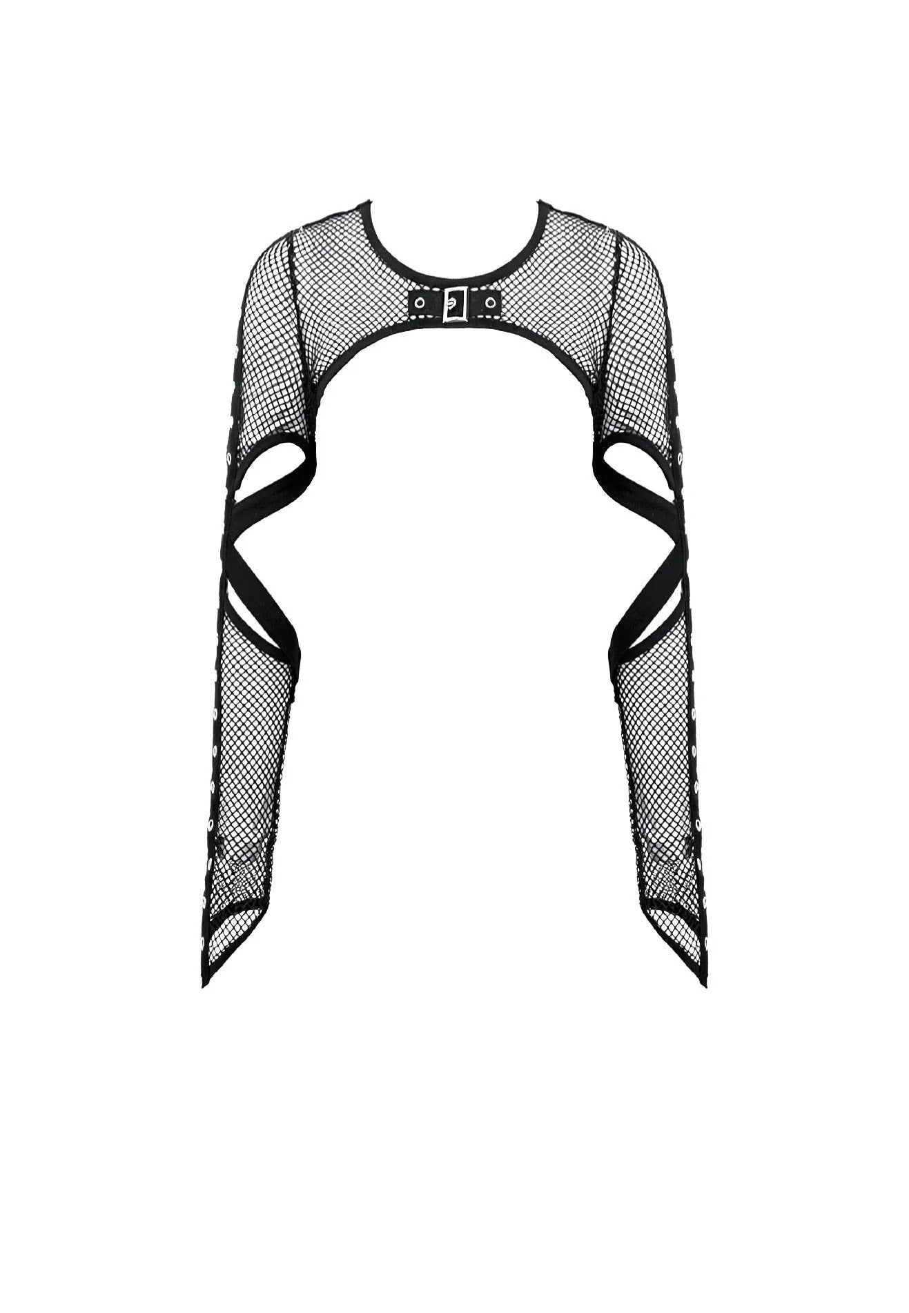 Dark In Love Tech-Punk Elastic Mesh Shrug Black Bolero