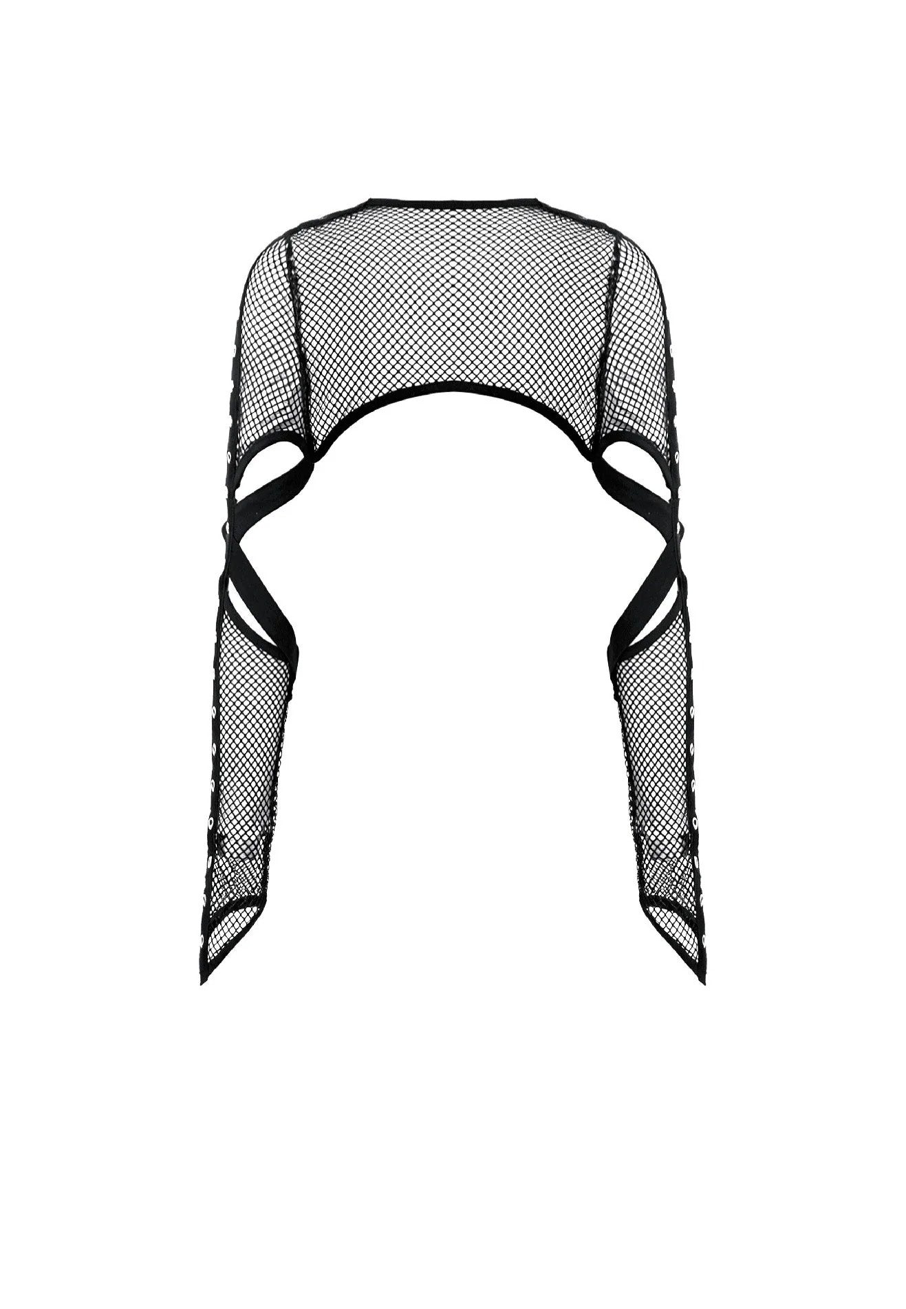Dark In Love Tech-Punk Elastic Mesh Shrug Black Bolero