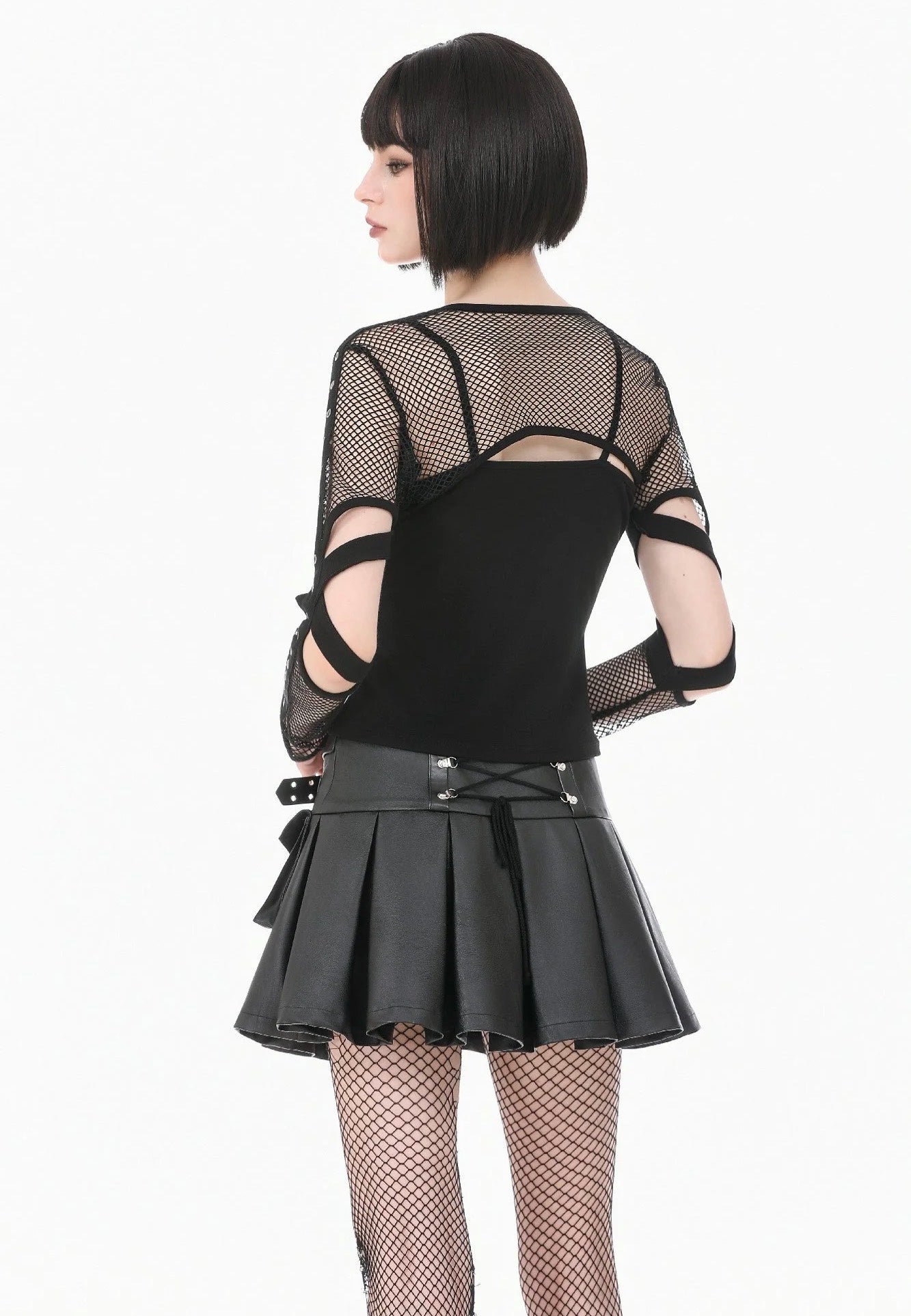 Dark In Love Tech-Punk Elastic Mesh Shrug Black Bolero