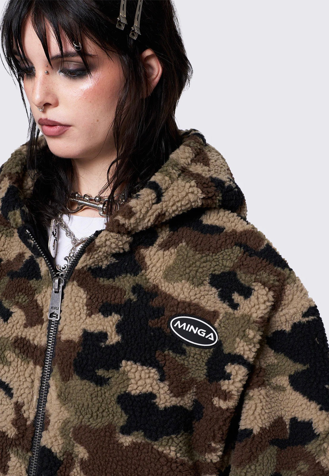 【にゃんころ大先生専用】KOWGA CAMO FUR STADIUMJACKET Minga London - Camo Fleece Zip Up Hooded - Jacket | Nuclear Blast