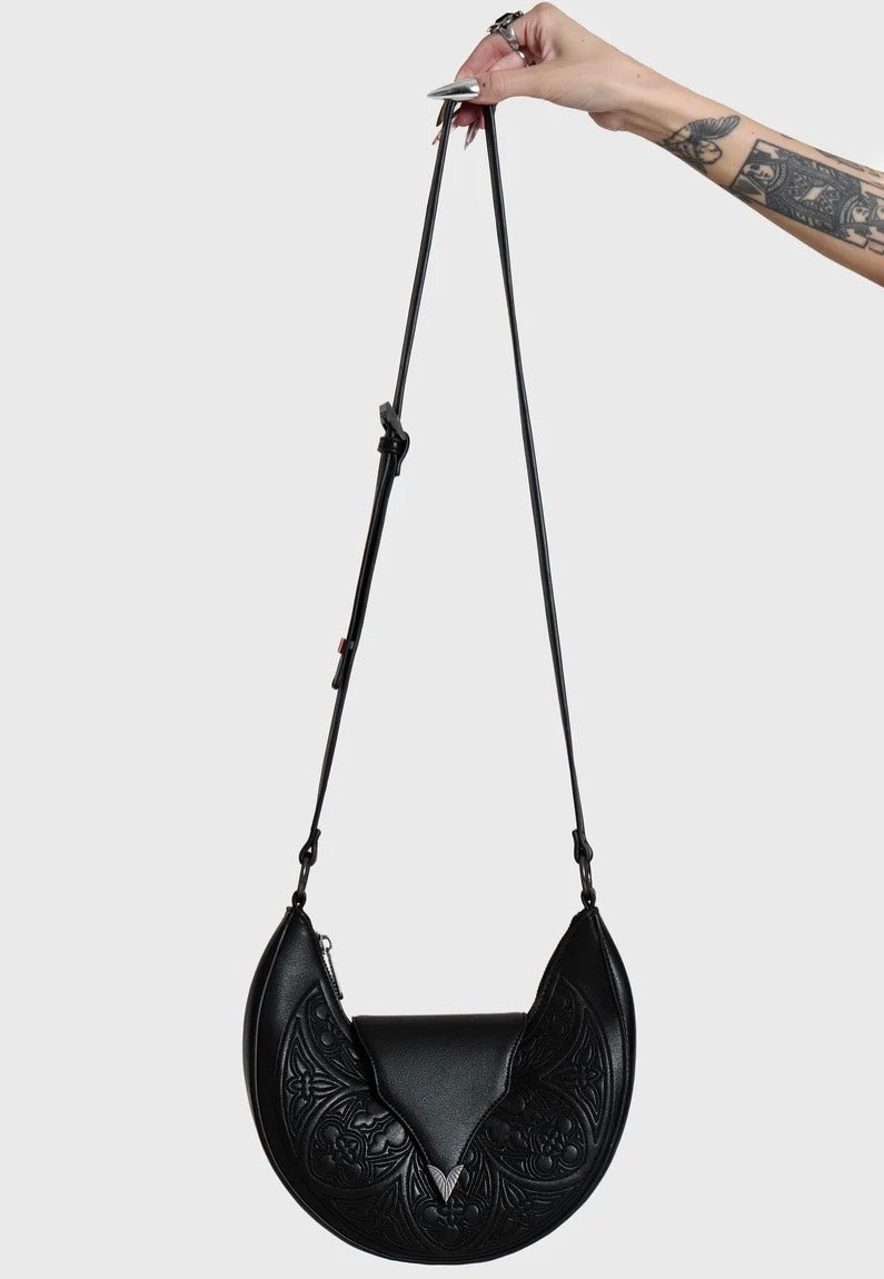 Killstar Cathedra Embroidered Crossbody Black Crossbody Bag