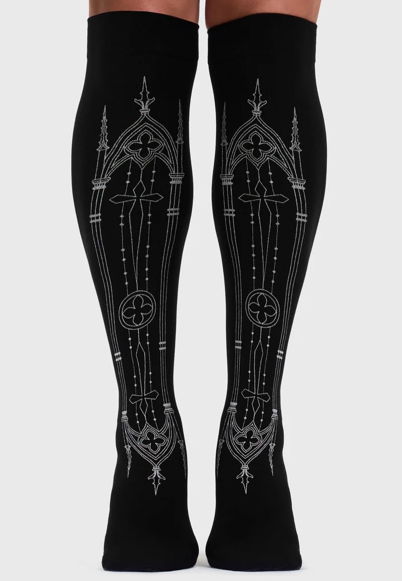 Killstar Cathedra Knee High Multi Socken