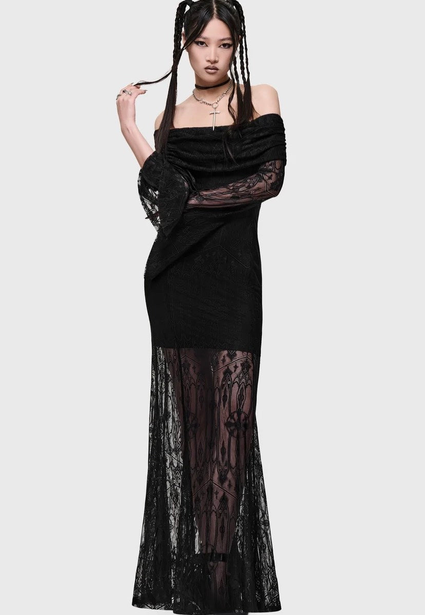 Killstar Cathedra Maxi Black Kleid
