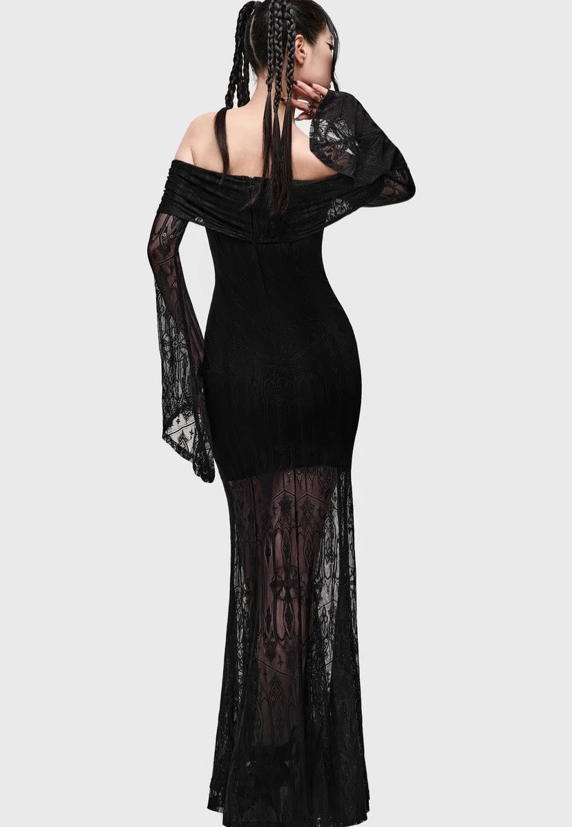 Killstar Cathedra Maxi Black Kleid