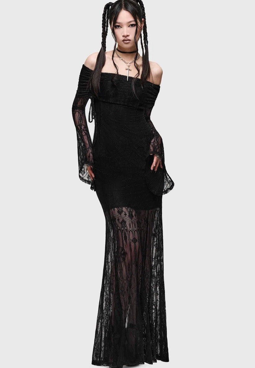 Killstar Cathedra Maxi Black Kleid