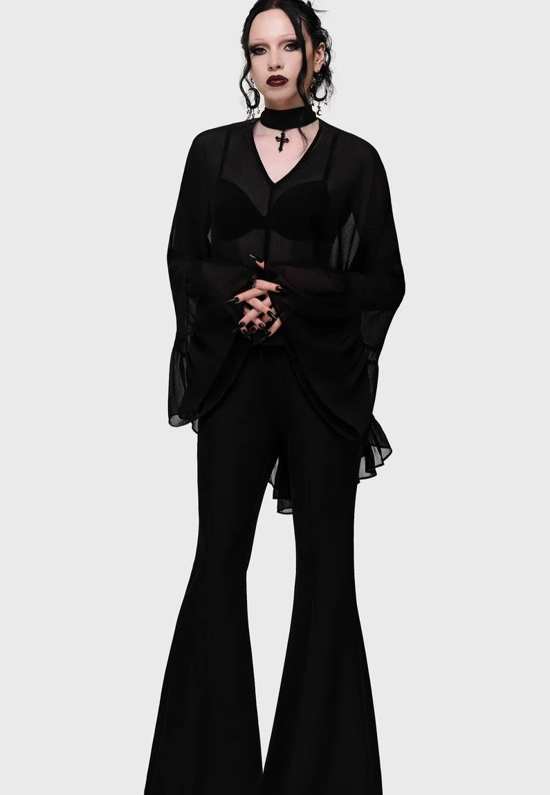 Killstar Cathedral Garden Chiffon Black Blouse