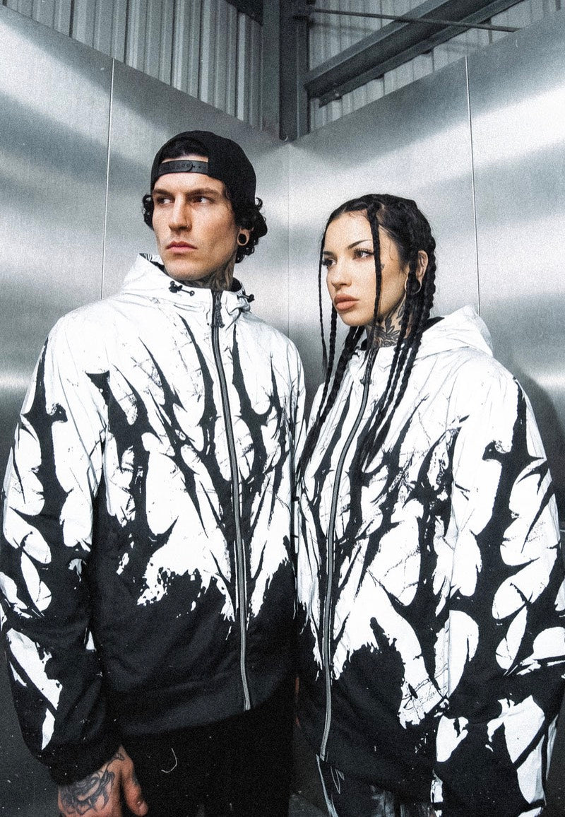 Stay Cold Apparel Chrome Scars (3M Reflective) Black/White Windbreaker