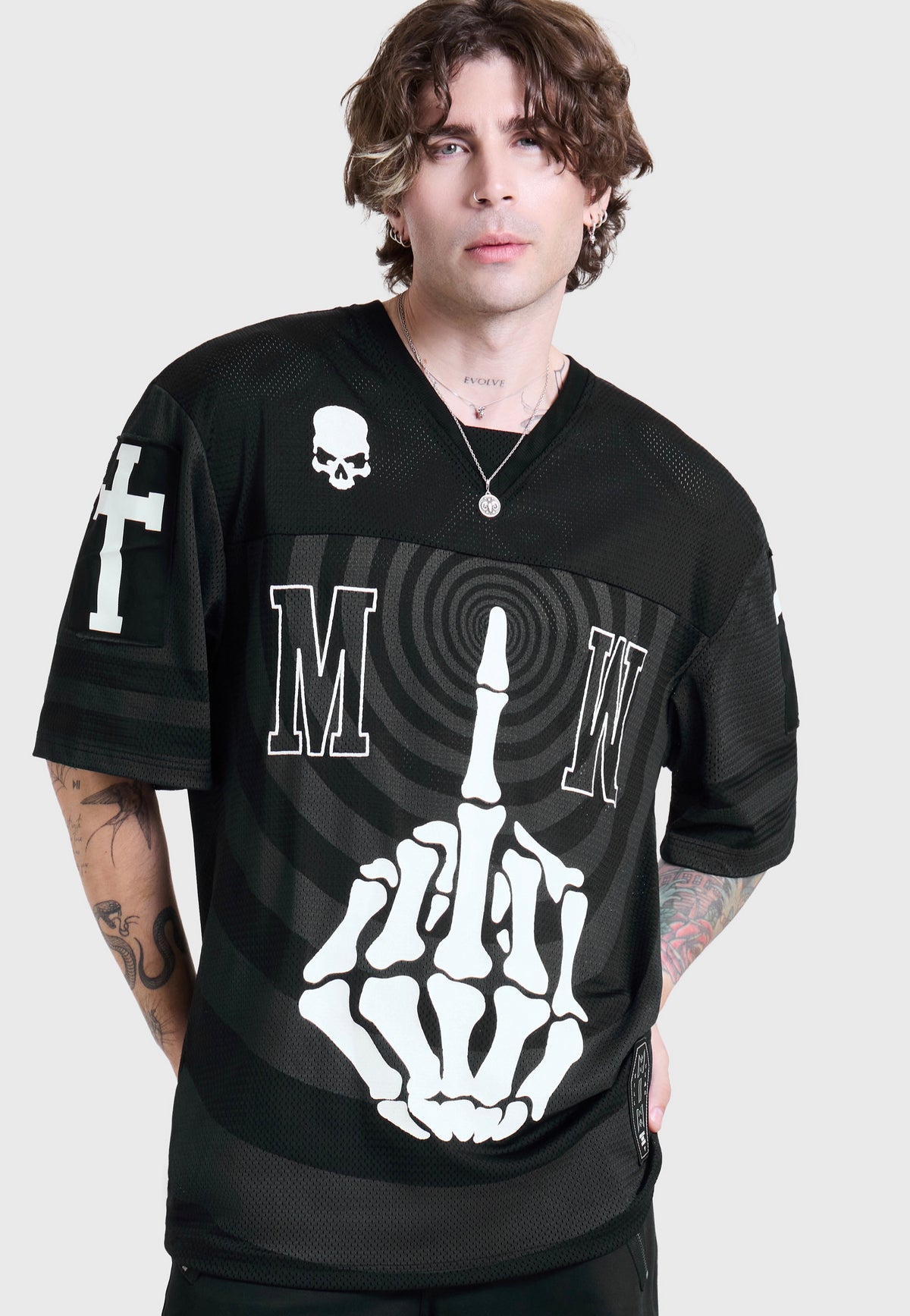 Killstar x Motionless in White Corpse Nation Sports Jersey Black T-Shirt