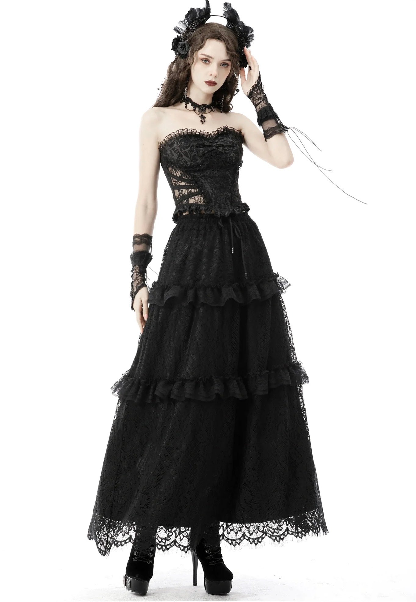 Dark In Love - Gothic Hollow Out Sexy Jacquard Black - Corset