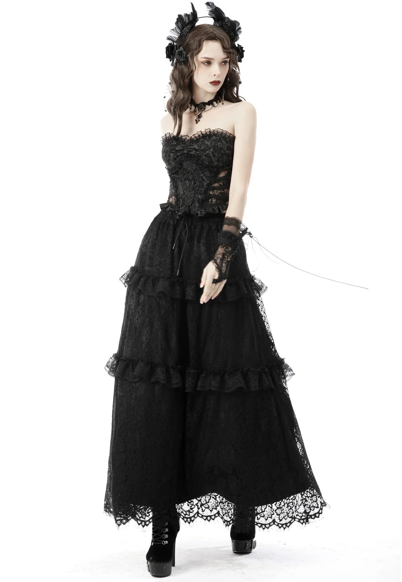 Dark In Love - Gothic Hollow Out Sexy Jacquard Black - Corset