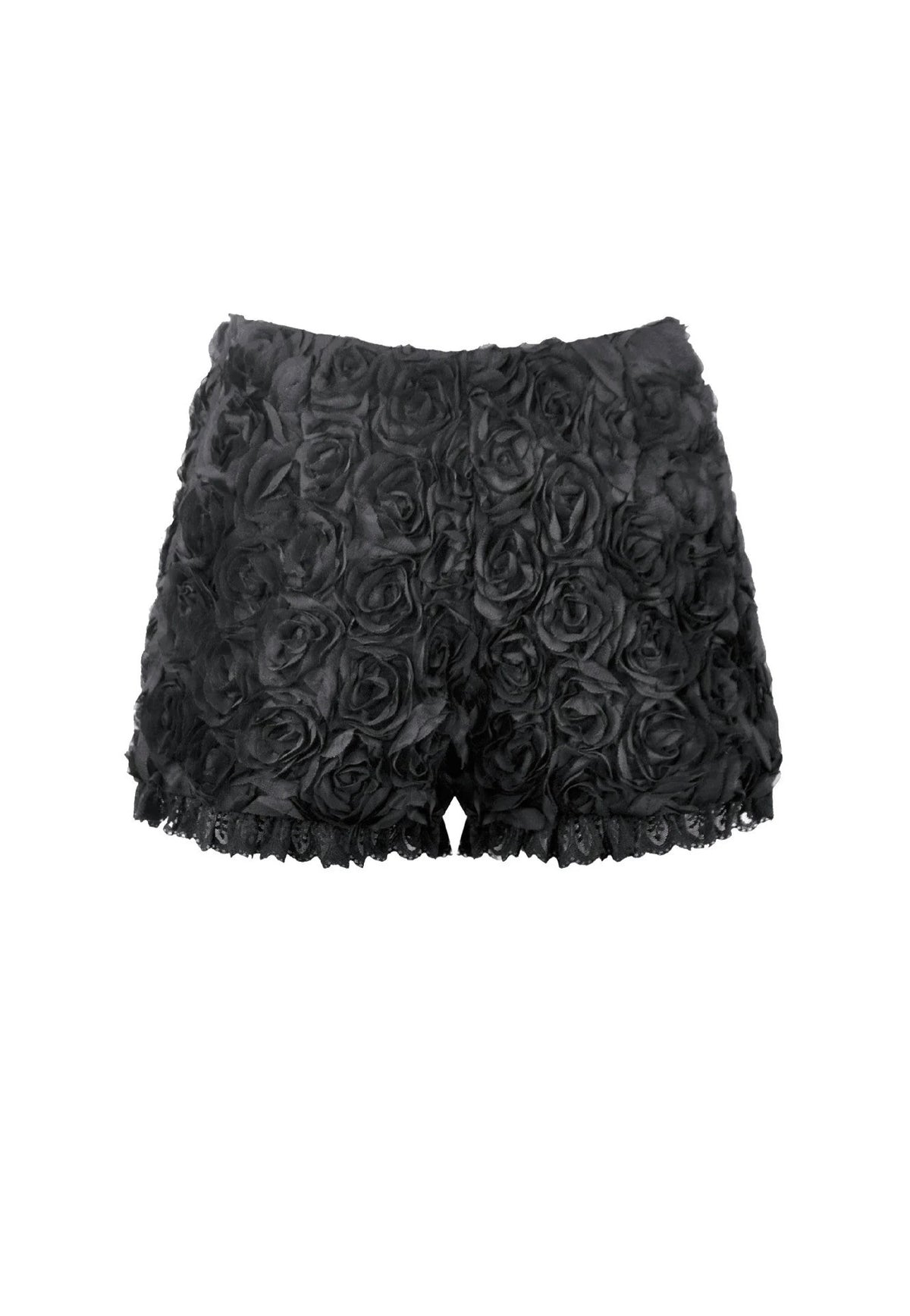 Dark In Love Dark Rose Gothic 3D Floral Jacquard Lace Trimmed Shorts