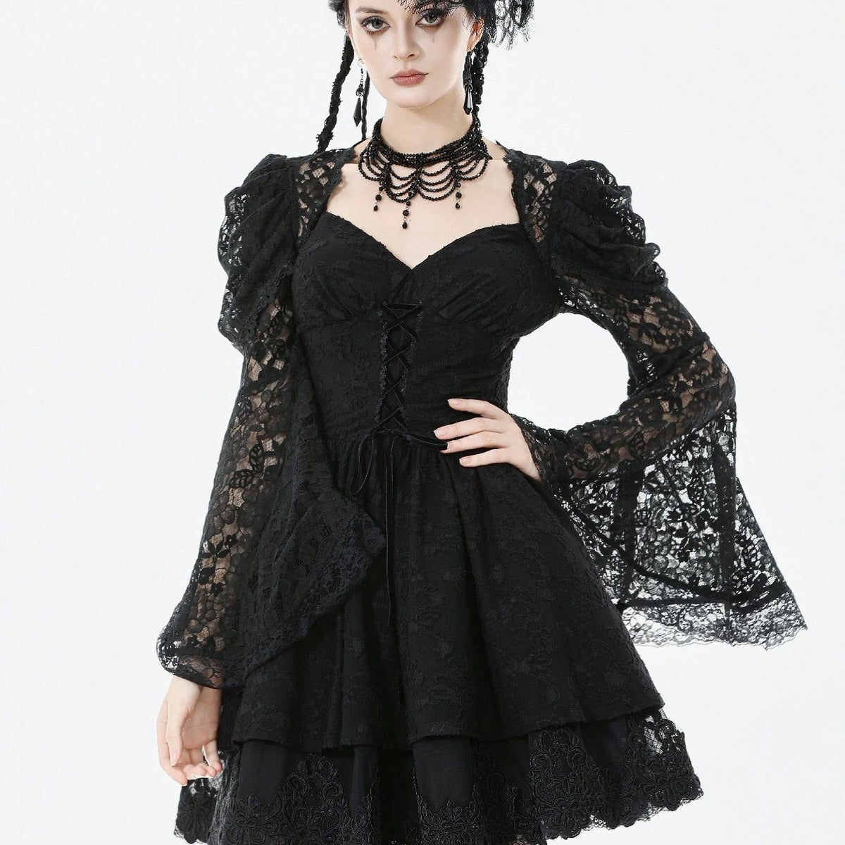 gothic princess dress Ciffon Fluffy Cosplay One-piece FancyAdd This is shown in red/black but could be made with another liner color like purple Sparkly black prom dress night