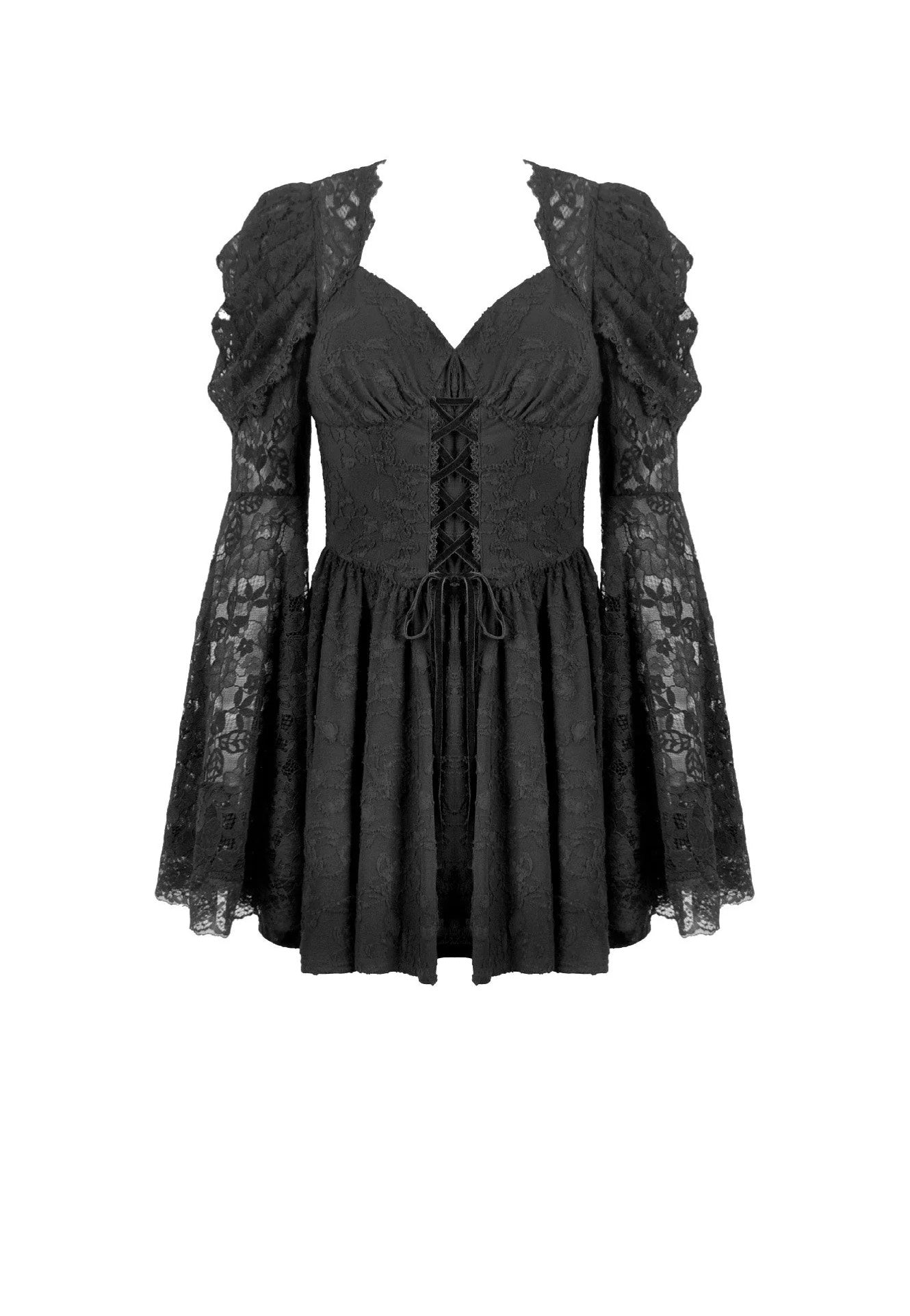 goth lace dress Our Summer Vacation See-Through Open Front Sleeveless Maxi For Women is such a vibe Goth aesthetic Lace material Sheer sleeves Asymmetric hem Layered Lace Wish Gothic Dress Gothic