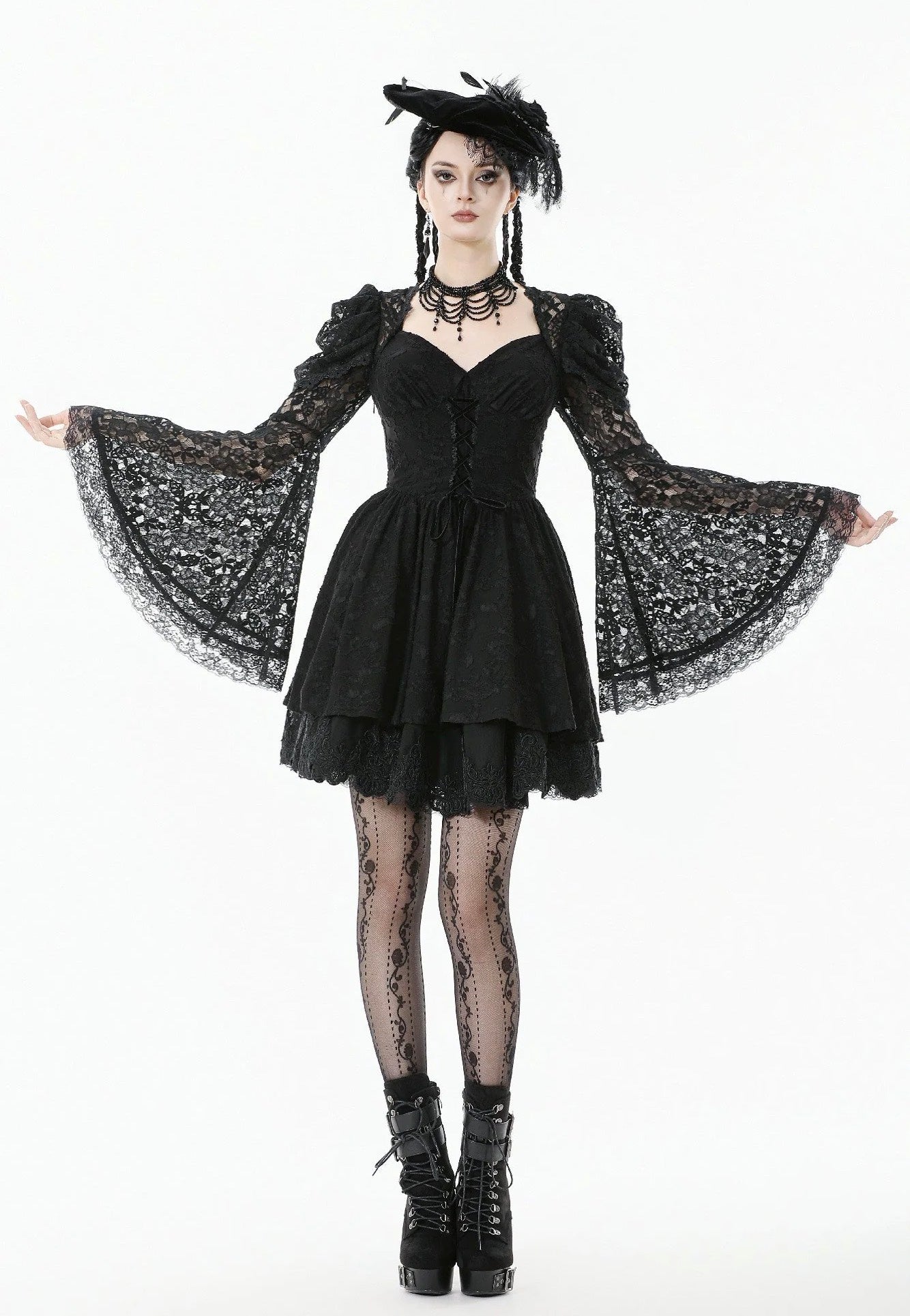 黒夢 Big Silhouette Parka 切裂螺旋 mardigras Dark In Love - Gothic Lace Jacquard Princess - Dress | Nuclear Blast