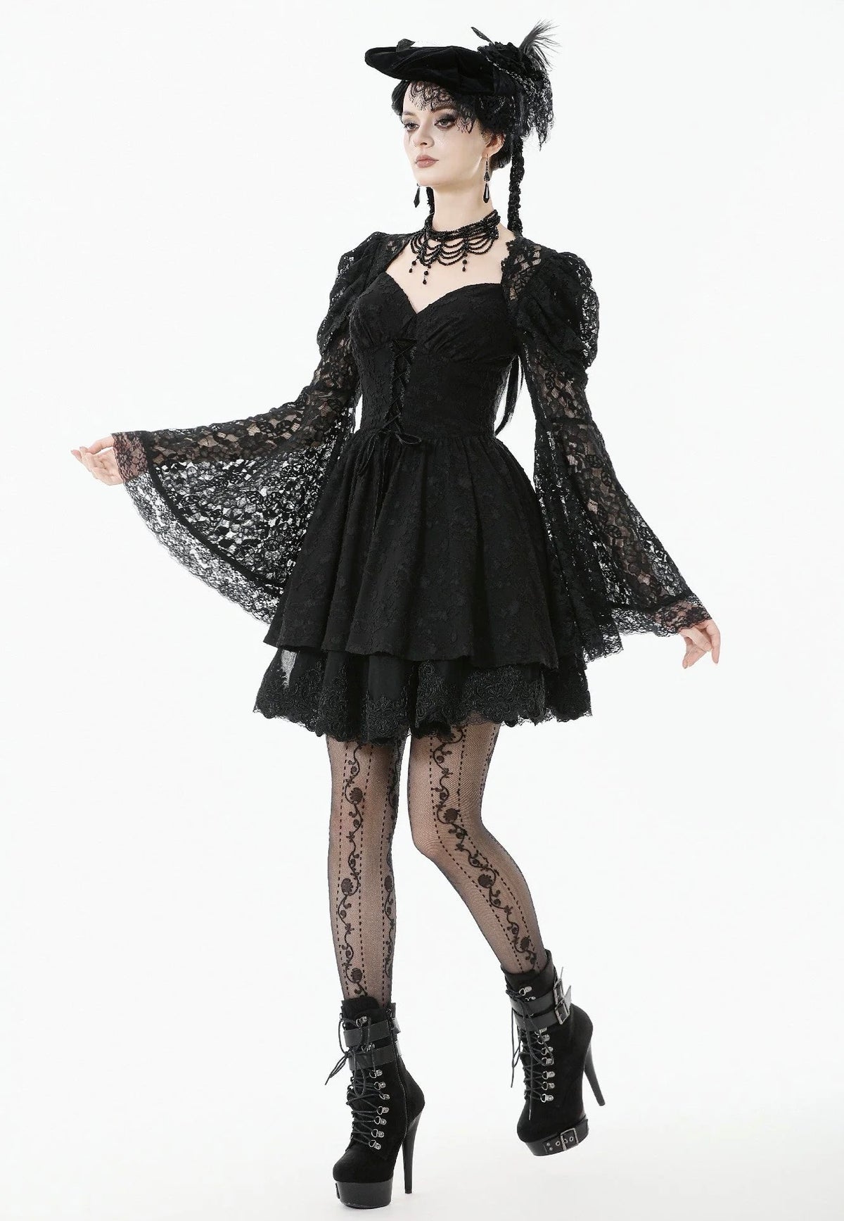 black lace goth dress Dark In Love - Gothic Jacquard Princess - Off the Shoulder Neckline cotton night dress Size:95 Cocktail vs. Semi-Formal Attire: