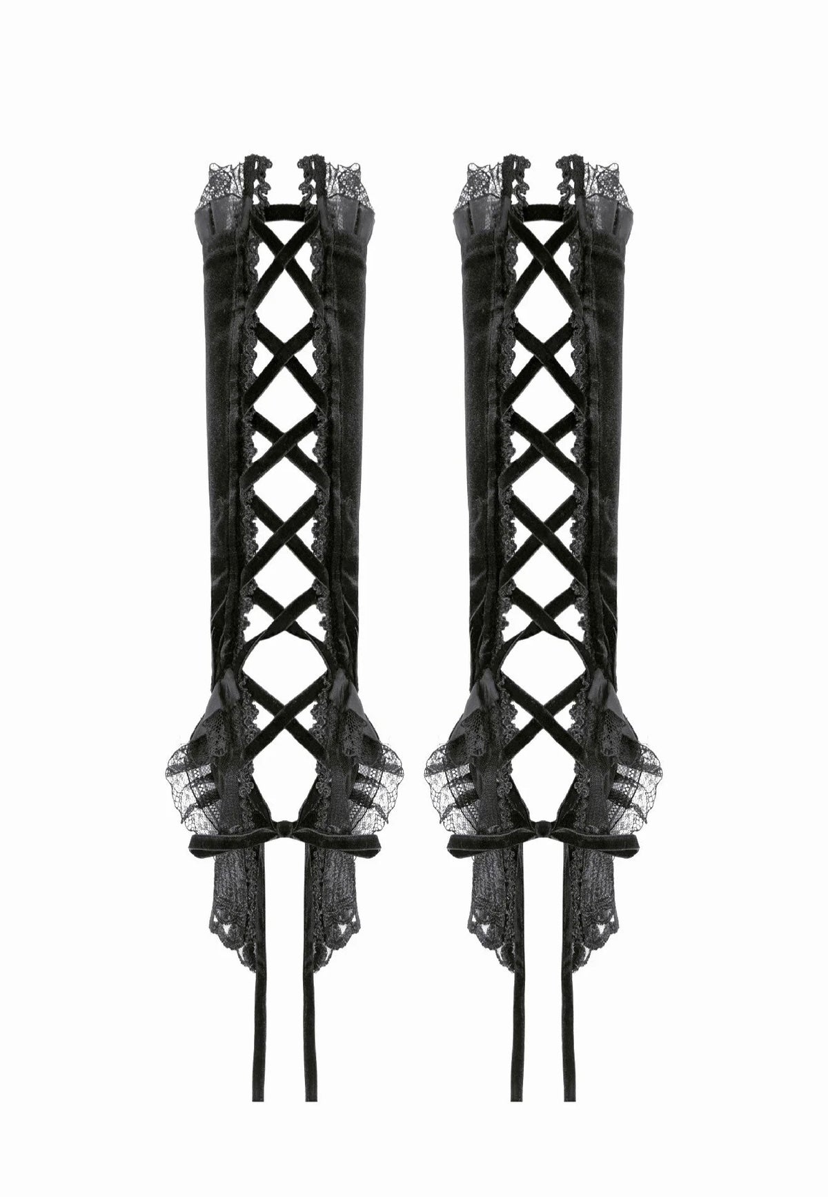 Dark In Love Gothic Romantic Vintage Velvet Black Calentadores de brazos