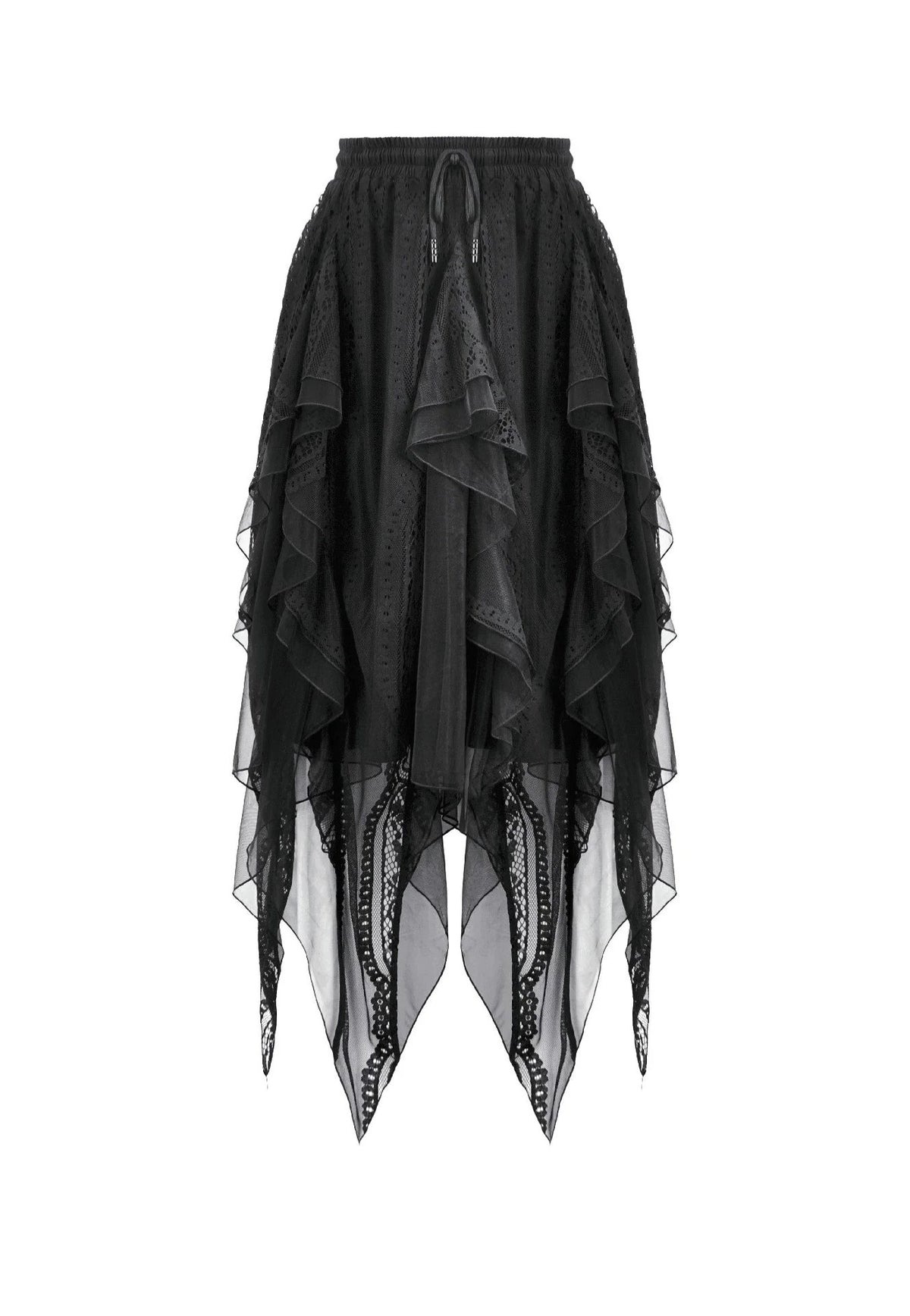 Dark In Love Gothic Shadow Mist Layered Mesh Long Minifalda