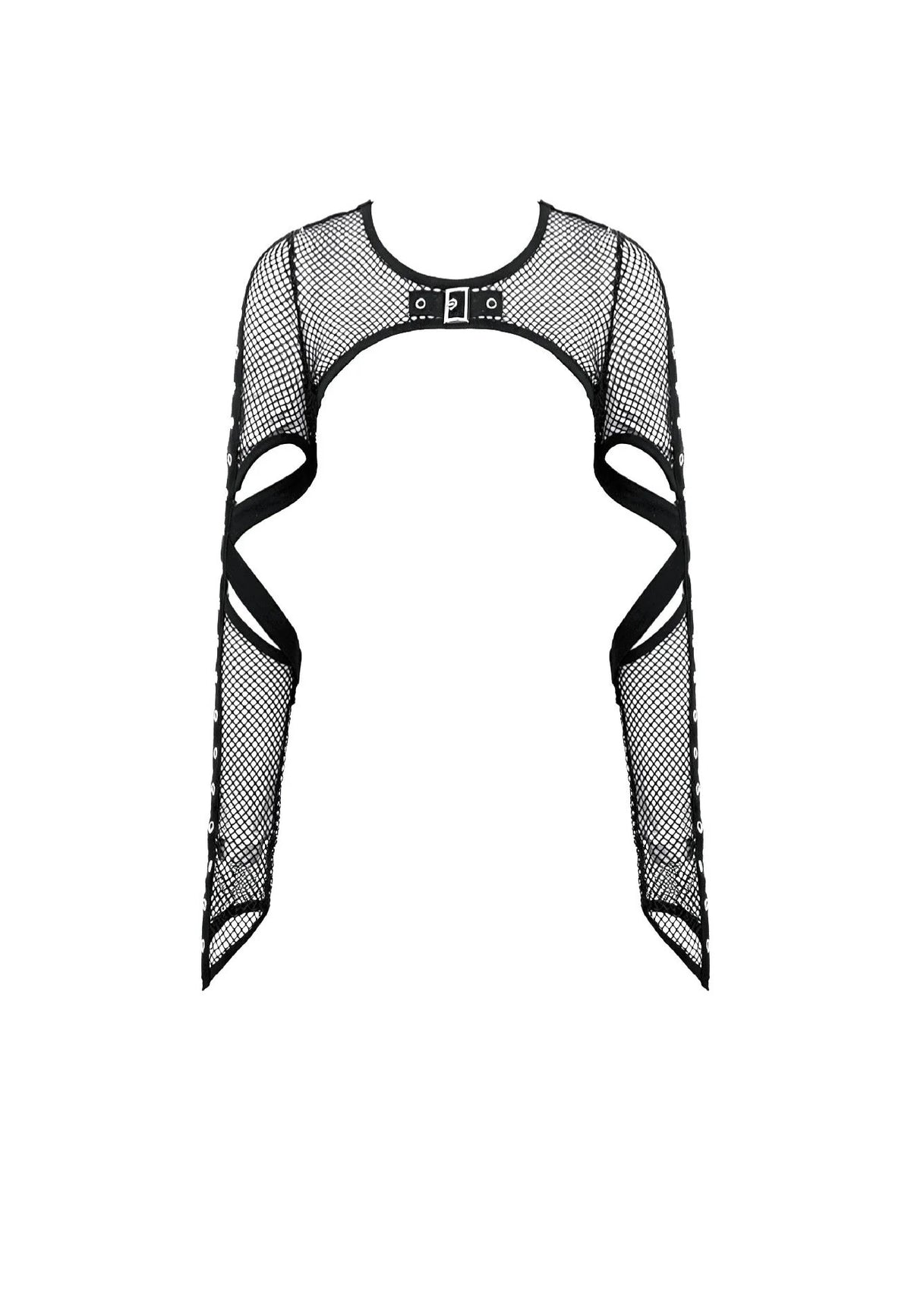 Dark In Love Tech-Punk Elastic Mesh Shrug Black Bolero