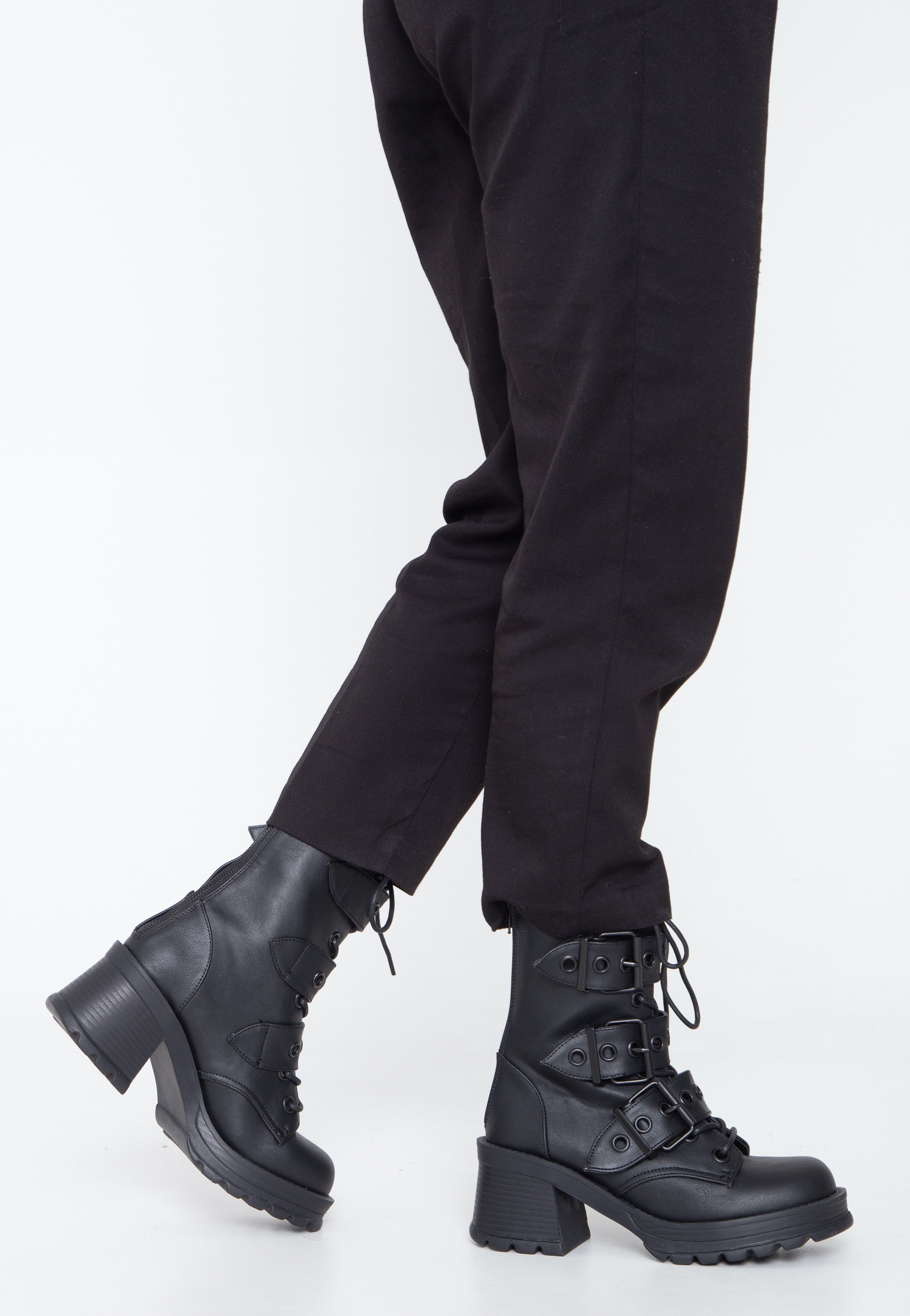 DemoniaCult - Bratty 118 Black Vegan Leather - Girl Shoes | Women-Image