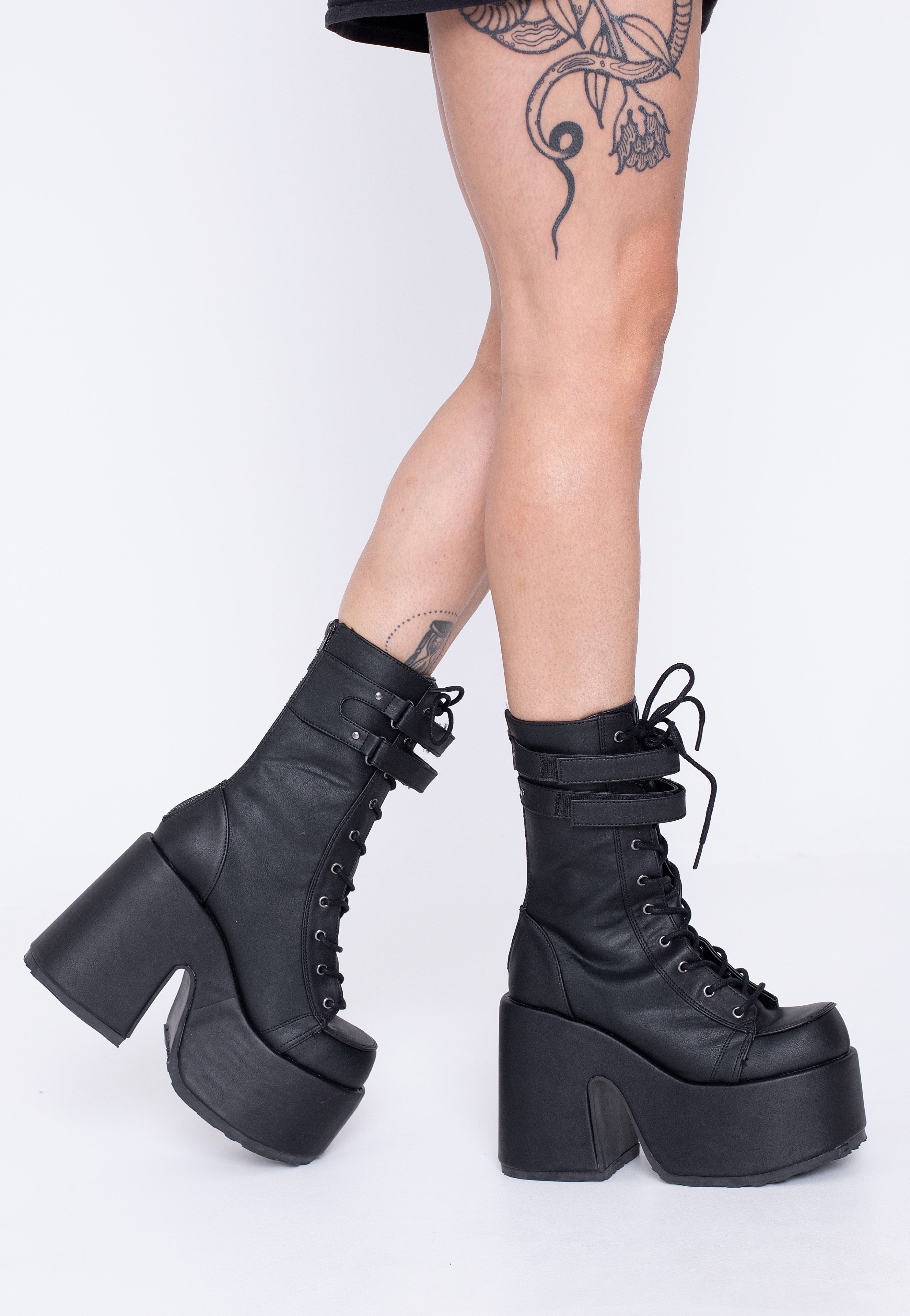 DemoniaCult - Camel 250 Black Vegan Leather - Girl Shoes | Nuclear