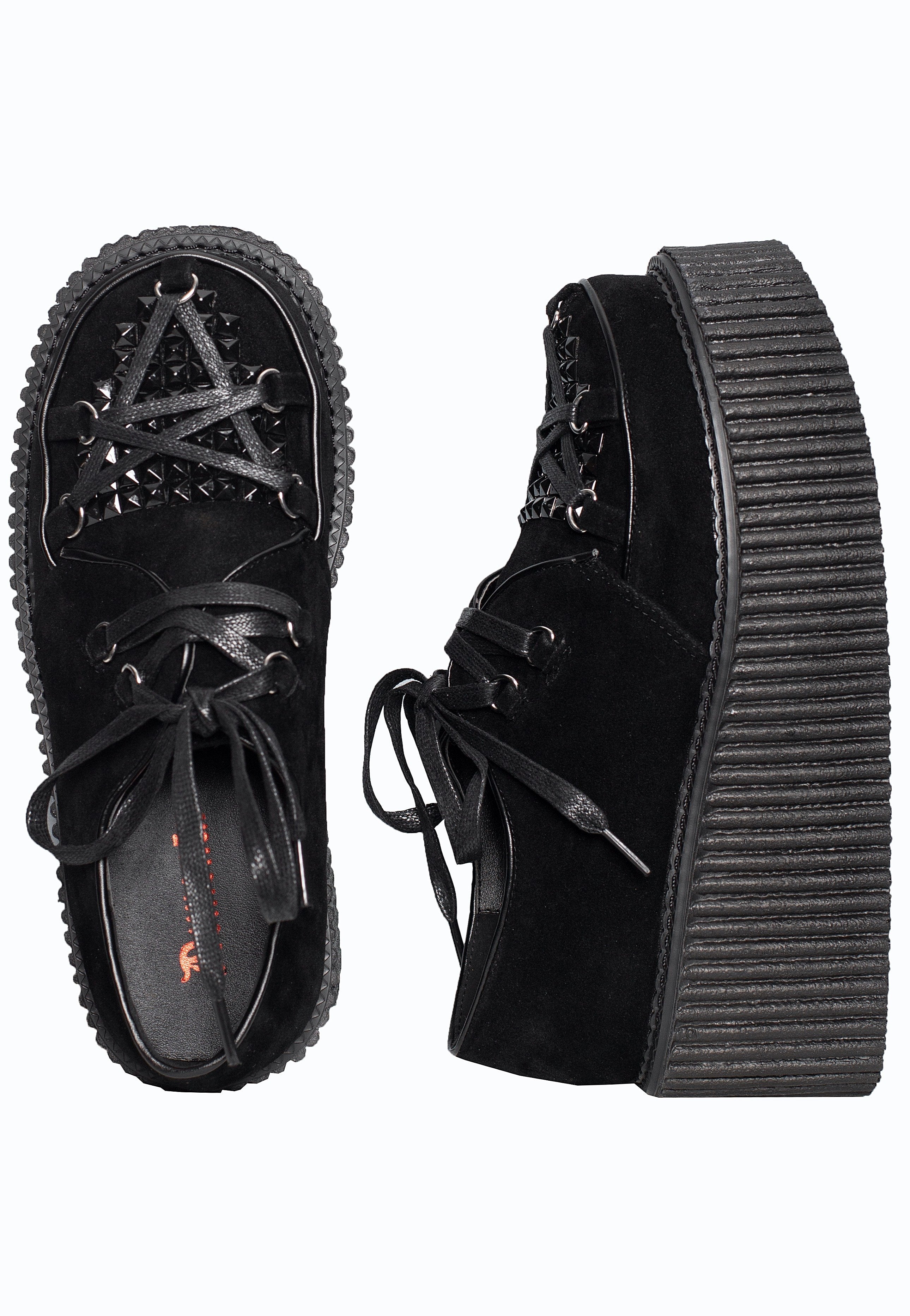 DemoniaCult - Creeper 2016 Black Vegan Suede - Girl Shoes