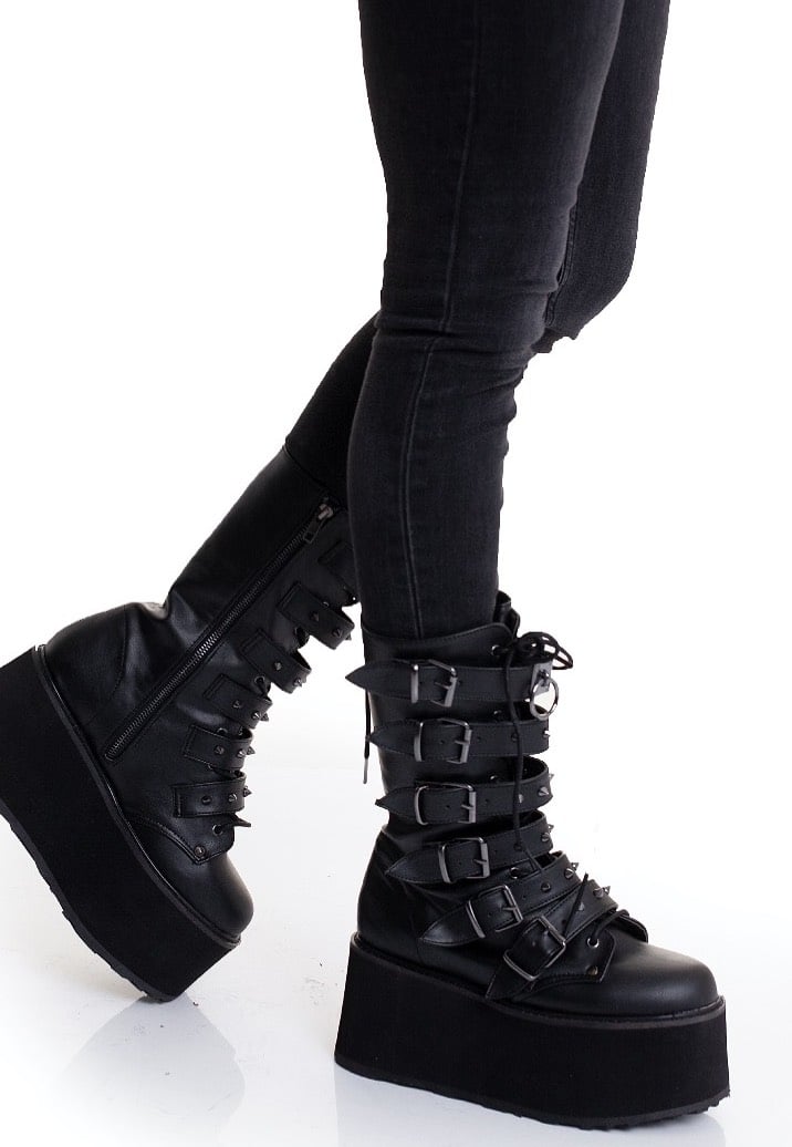 DemoniaCult - Damned Black Vegan Leather - Girl Shoes