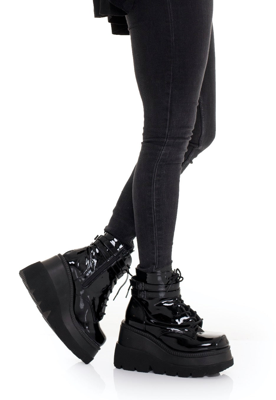 DemoniaCult - Shaker 52 Wedge Platform Black - Girl Shoes