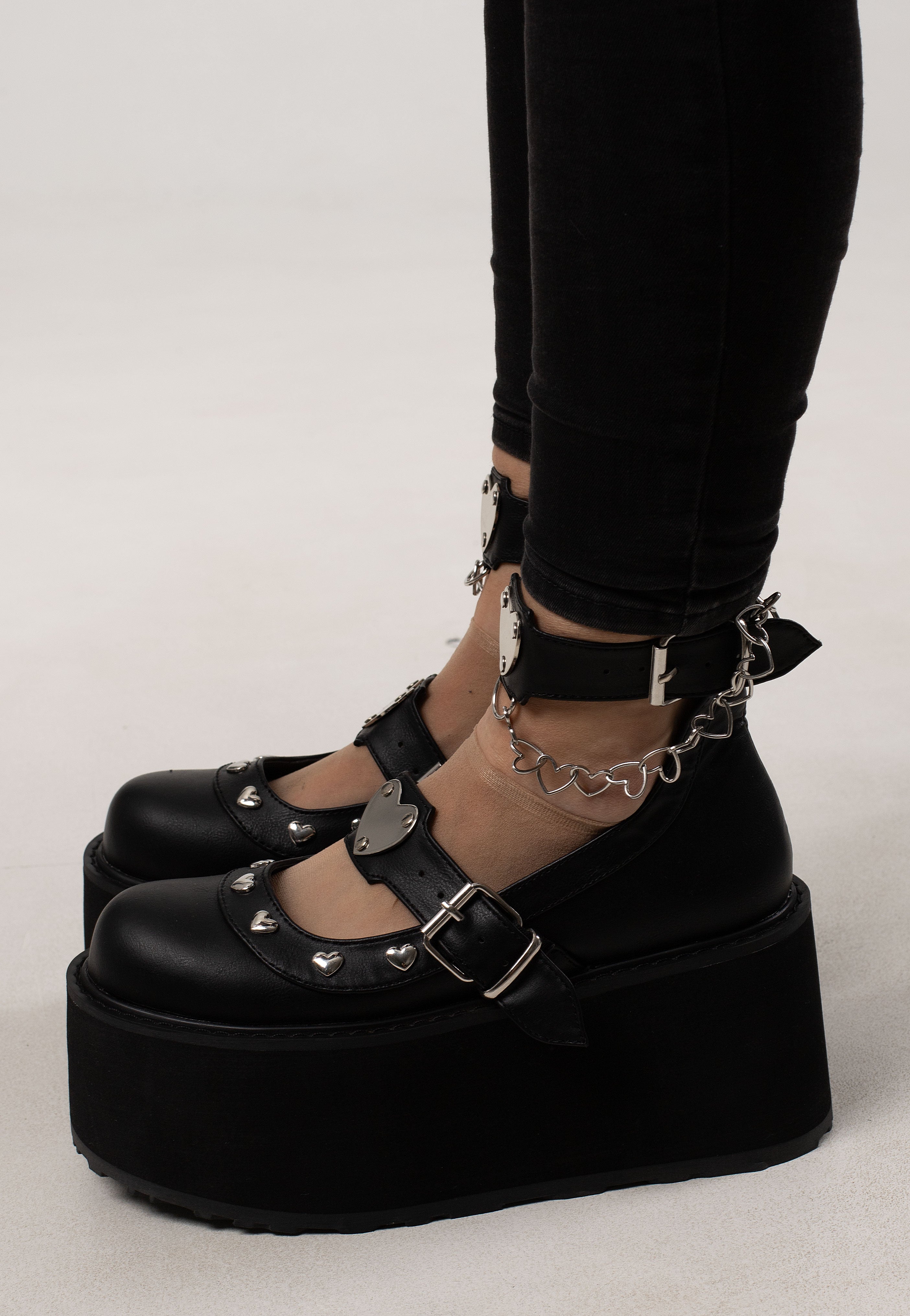 DemoniaCult - 4 1/2 Platform Dual Strap Black - Girl Shoes