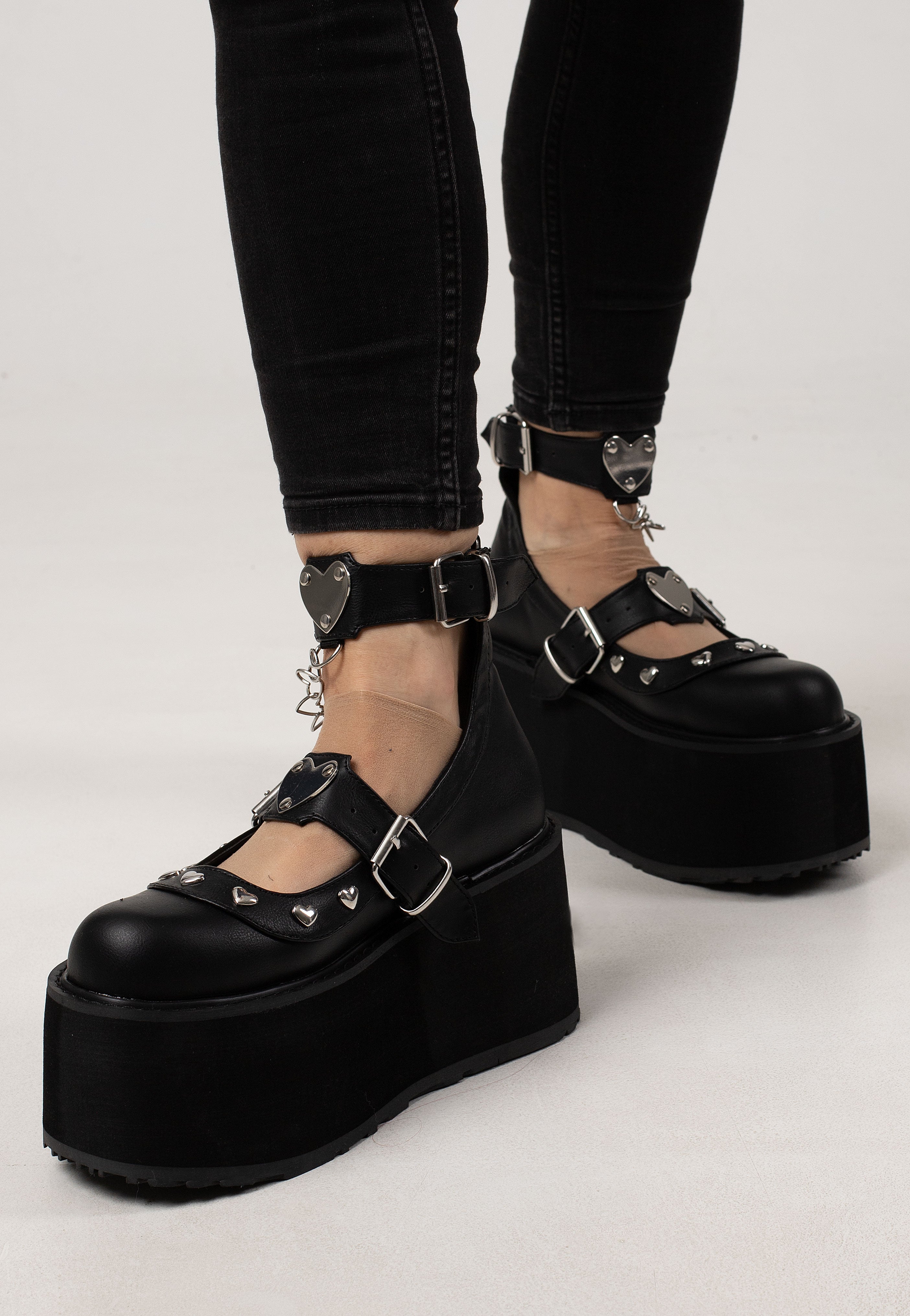 DemoniaCult - 4 1/2 Platform Dual Strap Black - Girl Shoes