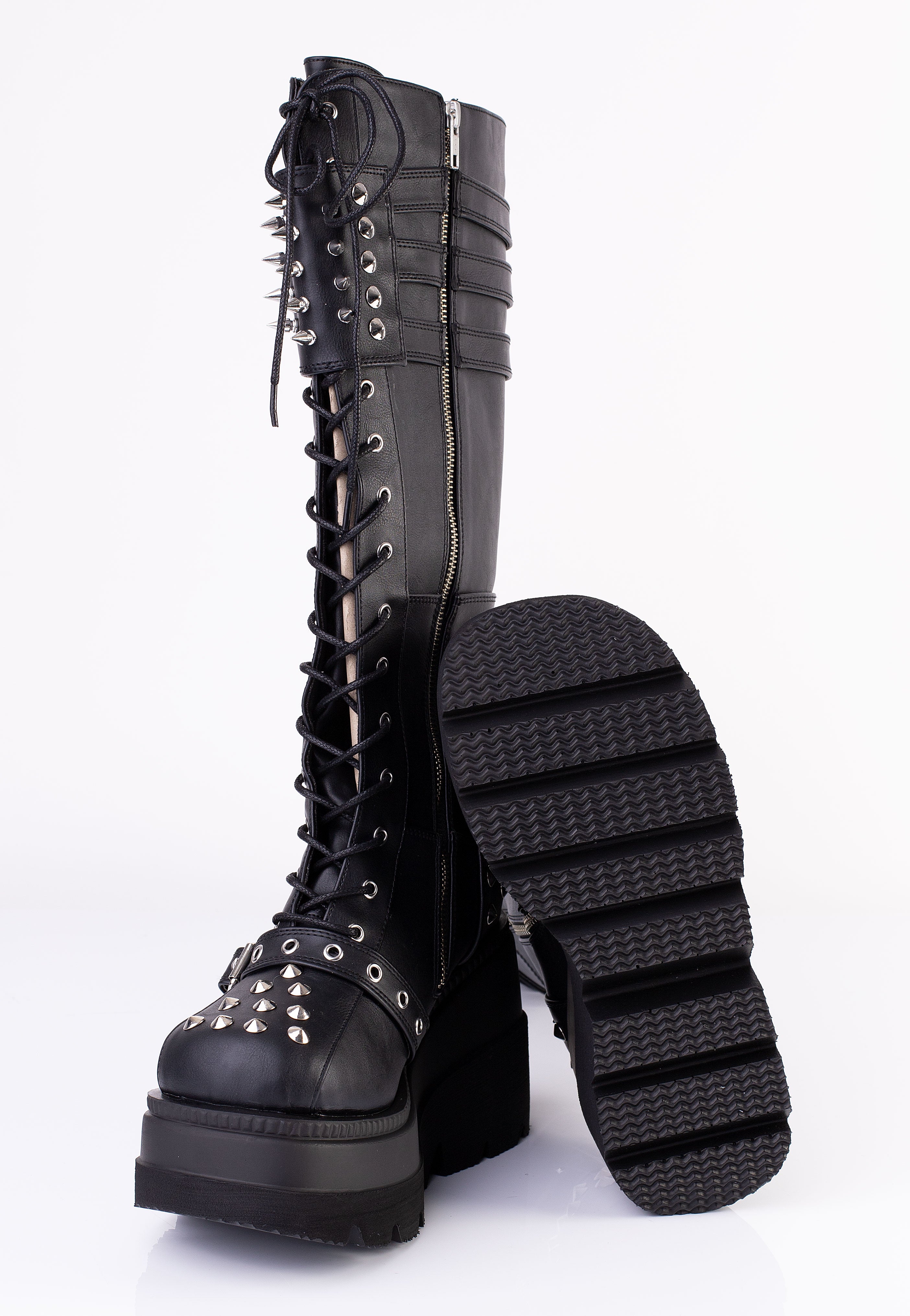 DemoniaCult - Emily 55 Black Vegan Suede Faux Fur - Girl Shoes
