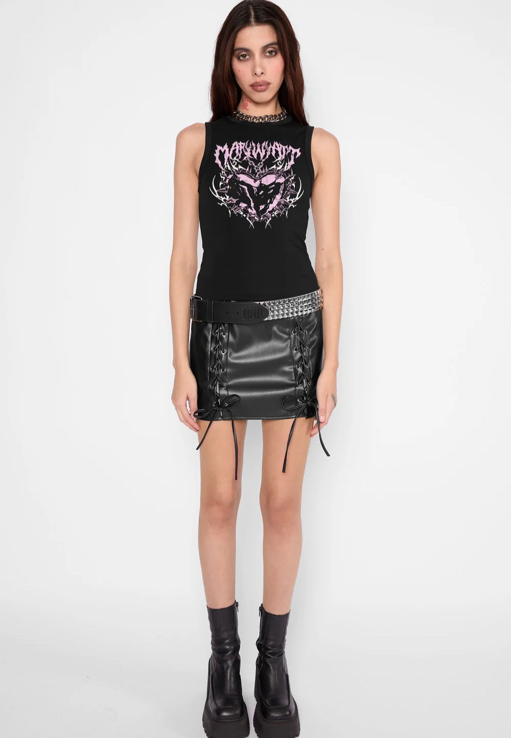 Mary Wyatt - Dev Appleskin™ Vegan Leather Studded - Belt | Neutral-Image