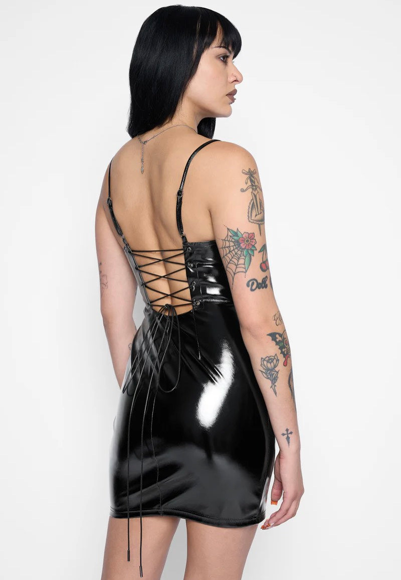 Mary Wyatt Divinity Lace-Up Black Vestido