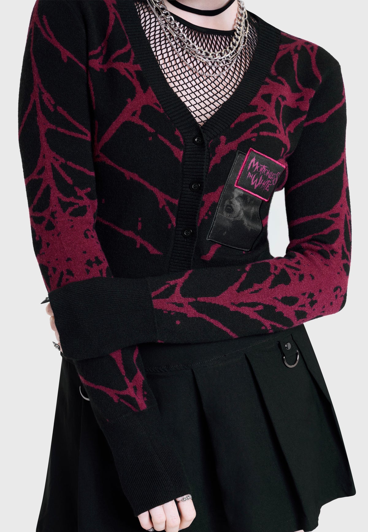 Killstar x Motionless in White Don't Fix Me Shrunk Knit Black Cardigan